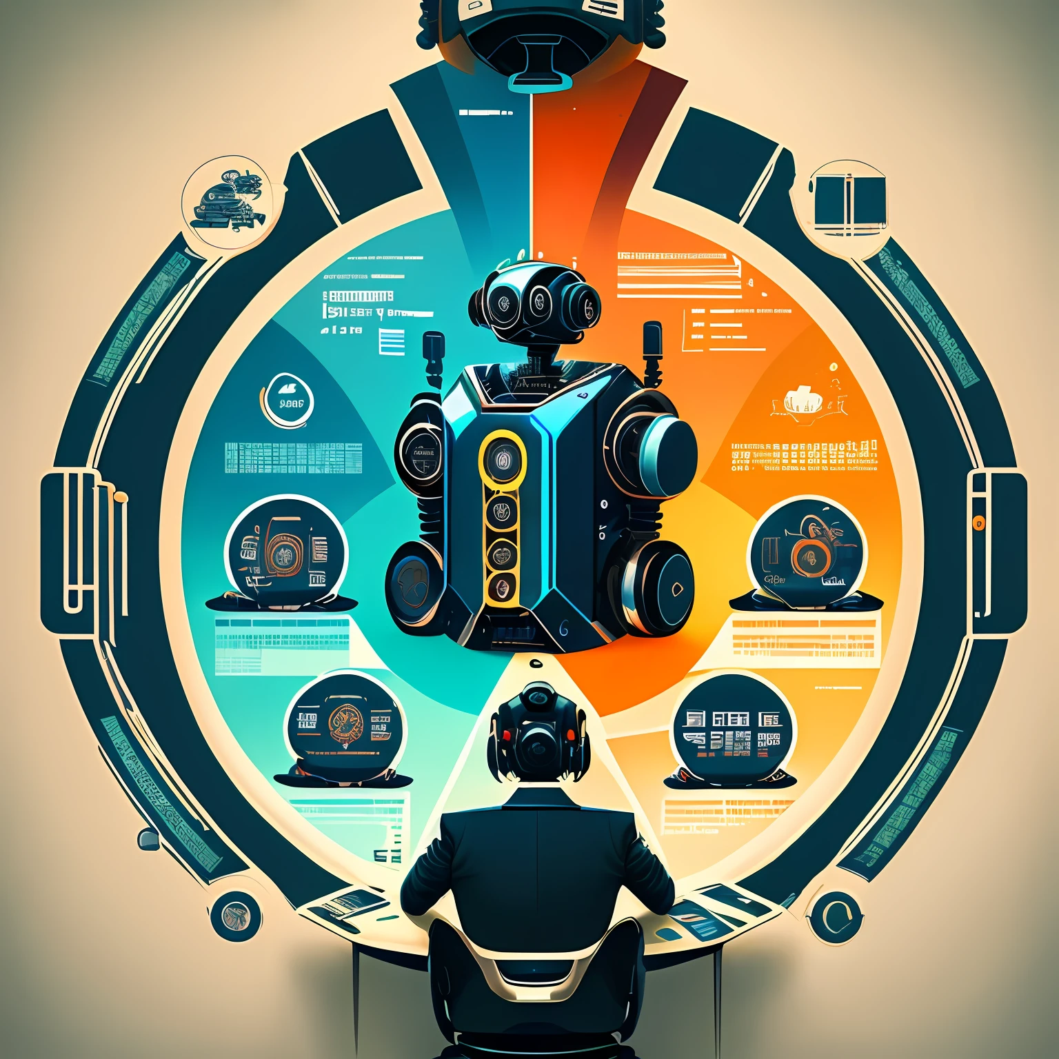 Poster title:AI debate team。Will the robot、debate、Technology and other elements combined,Mainly cool colors,Embodies the sense of future technology。 --auto