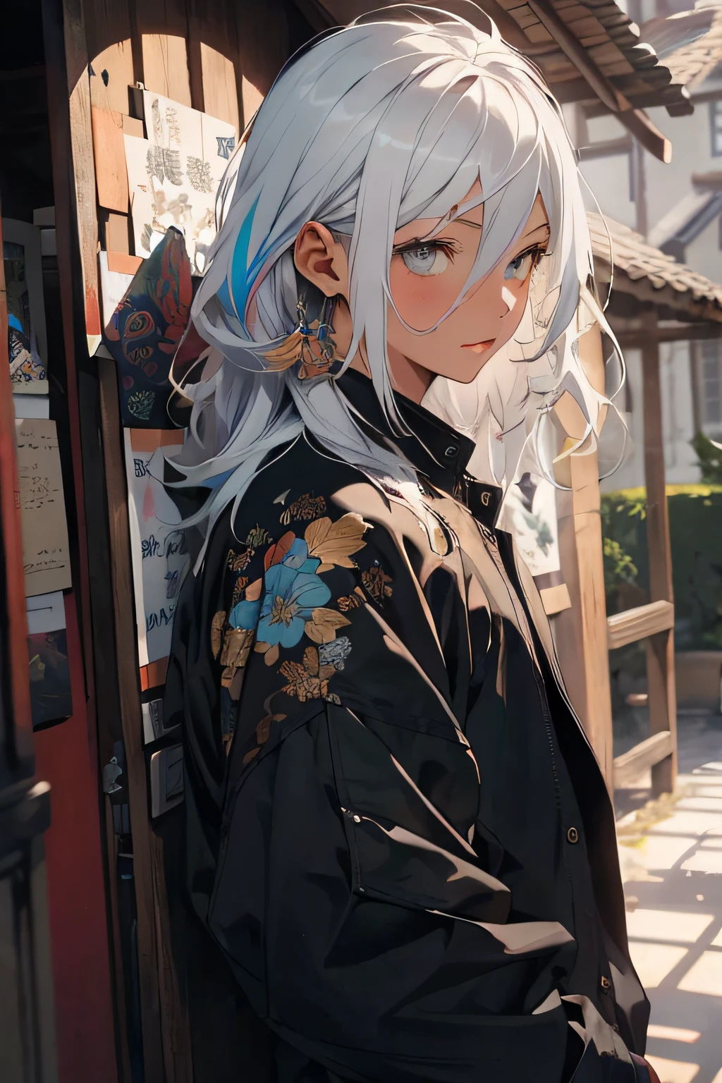 make realistic,(nmasterpiece,top Quority,最佳质量,offcial art),Heavily detailed,Colorful,Most detailed,Fairy chalet,Broad background,Kamimei,length hair,cabelos preto e longos,Beautiful man