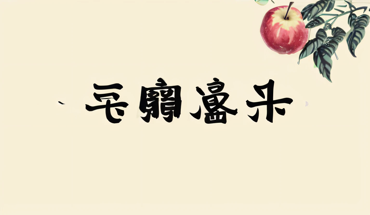 There are apples in the picture,In the middle of the picture is written in brush font,Ink style