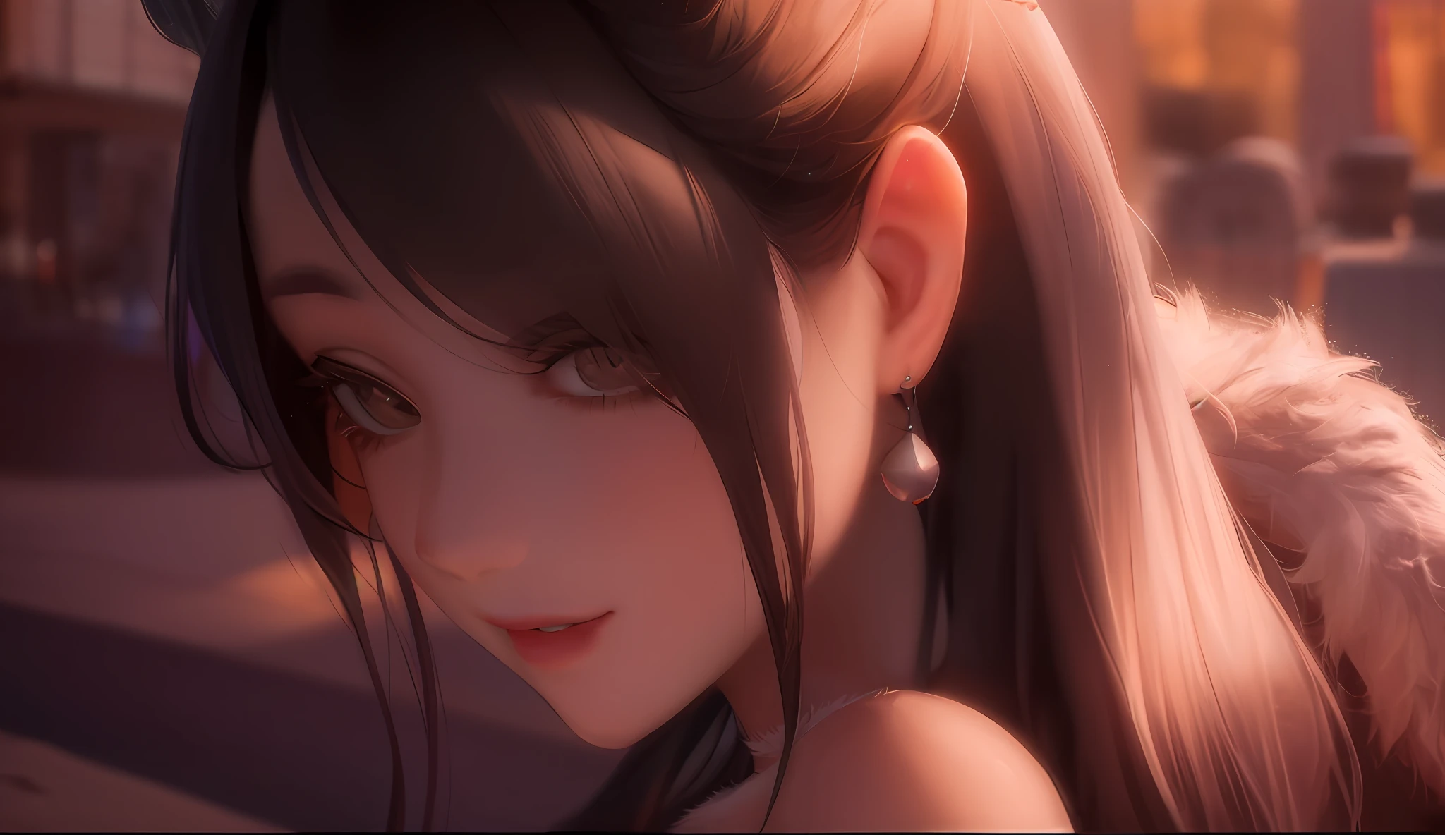 Giant Breast Girl，Side face，Close up of，2.5D，nmasterpiece，8K