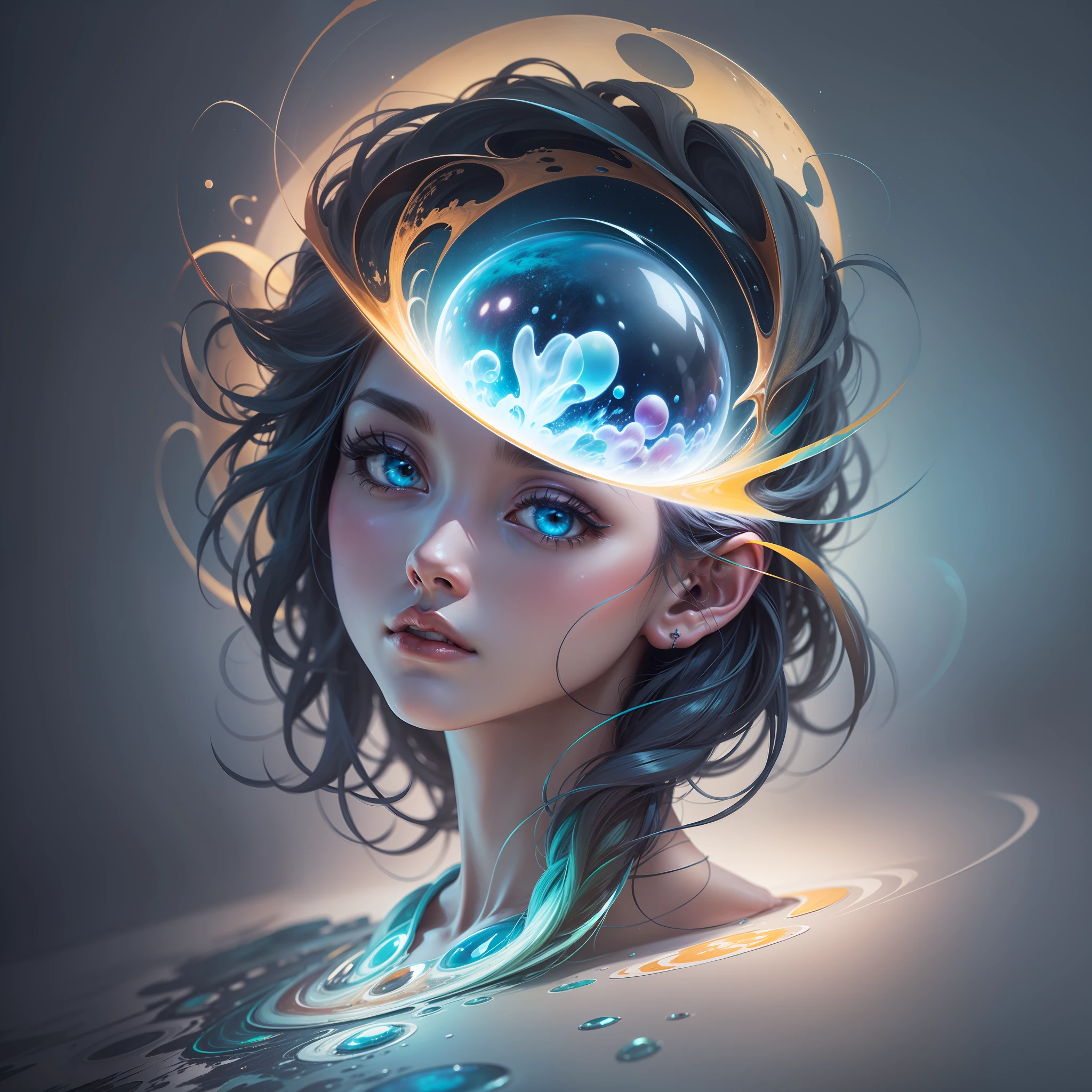 (((artistic work))), maximum quality, ultra-detaliada, perfect lighting, a bright blue sphere symbolizing a human brain.