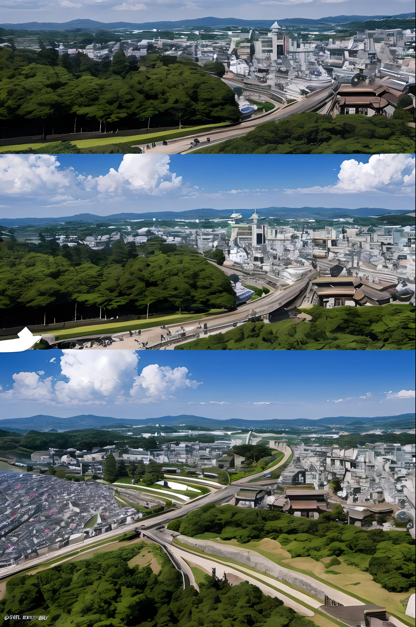 Highly detailed image quality, top quality, ultra-detailed, photorealistic, detailed townscape of Japan 500 years later