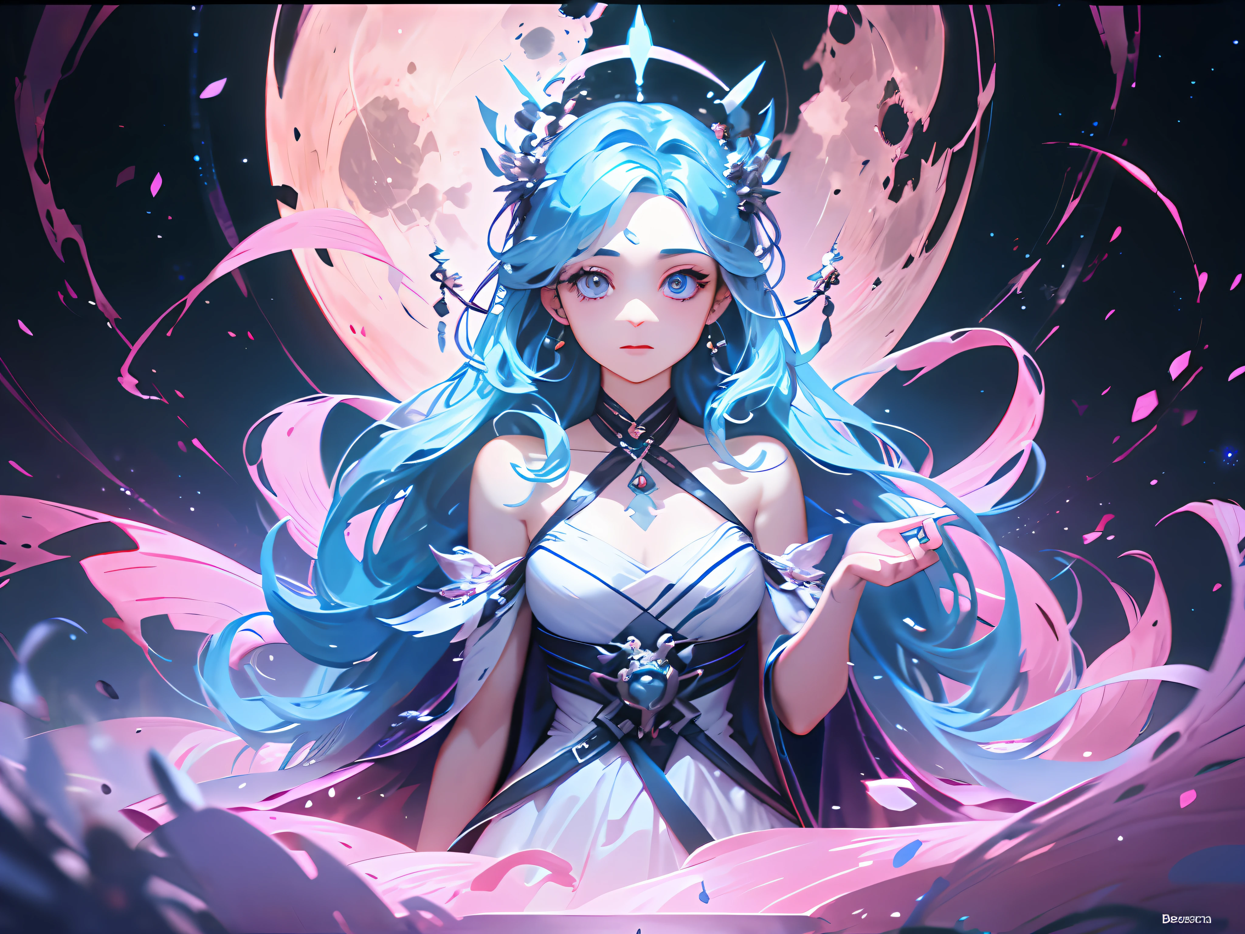 ((masterpiece)),(((best quality))),(character design sheet,Same role,facefront,Lateral face,backfacing),illustration,Best quality, 巨作, ultra-high-resolution, absurd , Cancer zodiac sign , Cancer – Artemis . Often referred to as the moon goddess, Artemis is best known for her magical powers,This enables her to give the gift of immortality and healing. Those born under Cancer are said to possess the same traits as Artemis, making them determined, Courageous, and careful. In addition to ruling the moon, Artemis is also nicknamed the mistress of animals, becasue she is famed for her hunting skills and ability to heal wounded people and creatures. Some people think that Cancer has a hard and serious appearance。, yet a soft and nurturing side. Long hair , deep pink hair , Ocean blue eyes , Beautiful eyes , Whole body , moonlight,hairstyle fax,Eyes,The environment changes,hairstyle fax,Pose Zi too,As estrelas,charturnbetalora,(simplebackground,white backdrop:1.3),--6