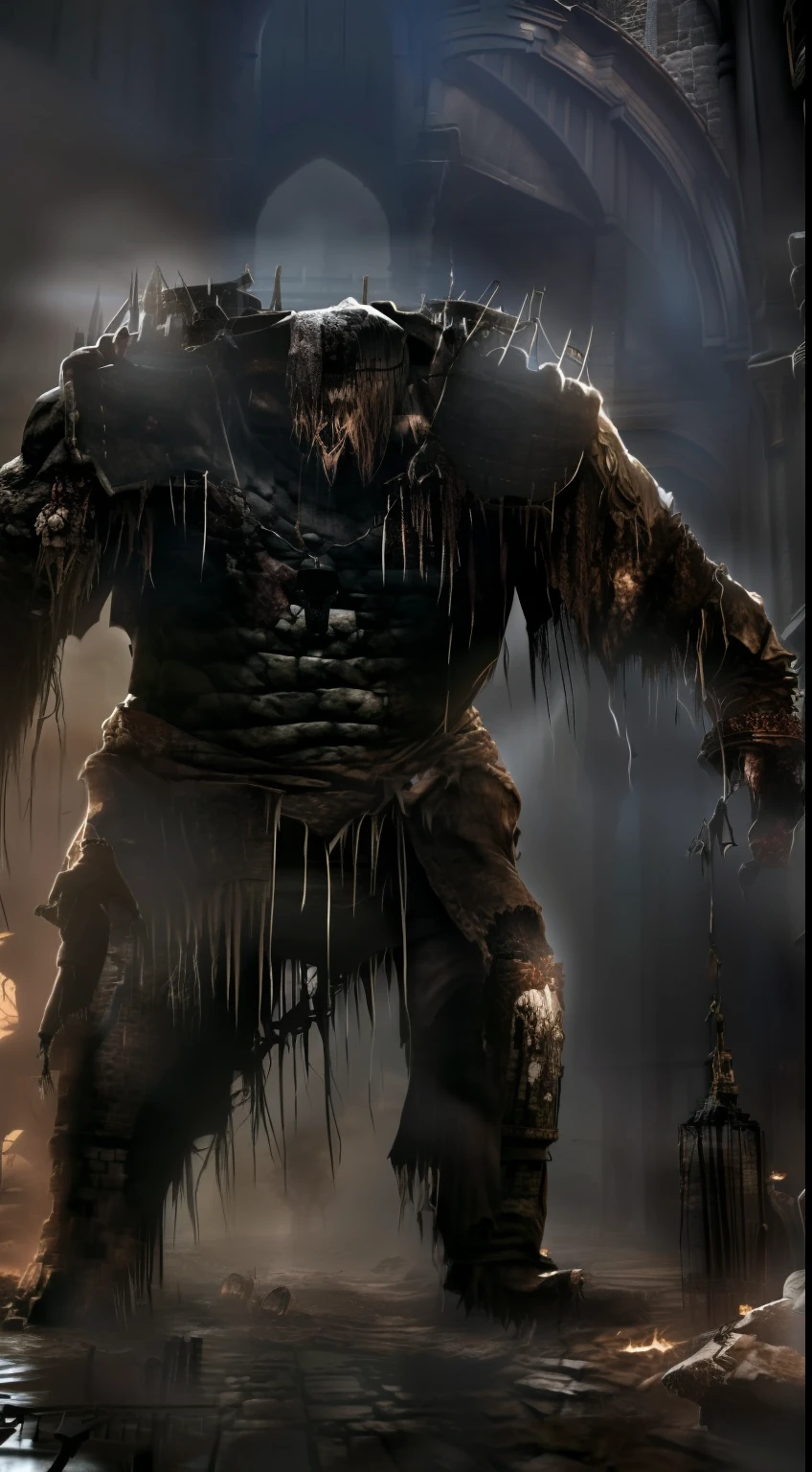 gorgeou, highly quality, 4K, high-definition, exquisite detailing, Thick coating, extremely lifelike,illusory 5,ogre,Composed of countless corpses,The whole body is full of corpses, A body composed of a dense human body,Dark style,The body composed of limbs,Bloodborne curse