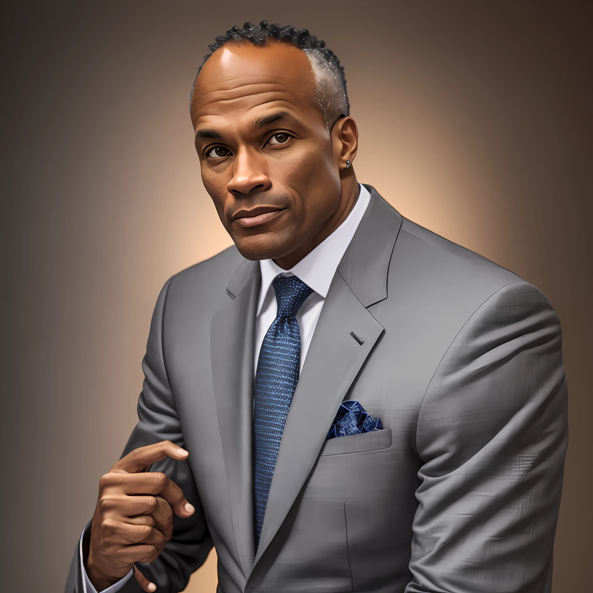 Photo of David Goggins, 40 years, successful appearance, brown skin, air of seriousness, wearing suit and tie, best quality, rim lighting, highly detailed skin, 8k uhd, dslr, high quality, high resolution, 4k, 8k --auto --s2