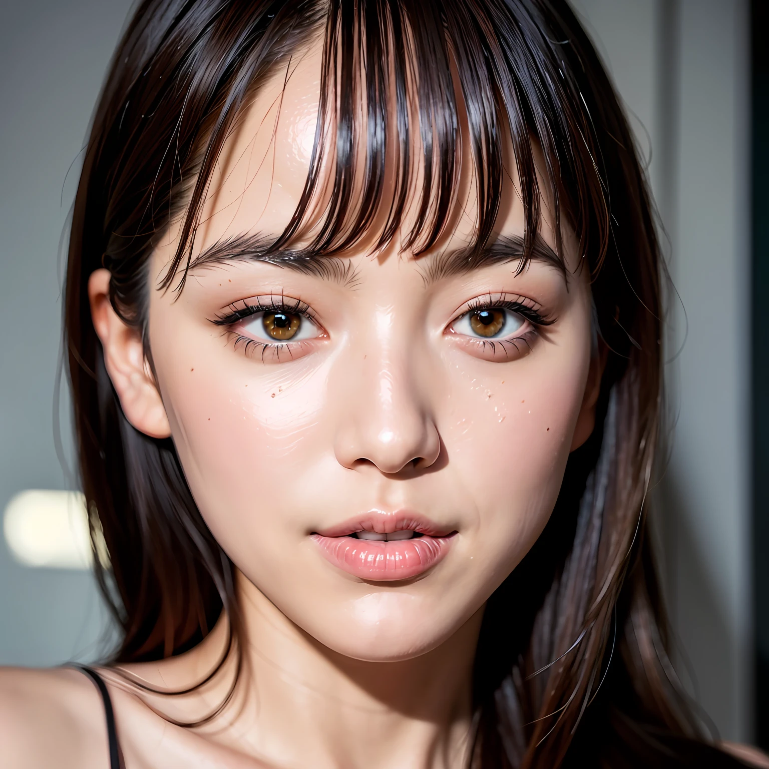 RAW photo ,(high detailed skin:1.2),8k uhd, dslr, soft lighting, high quality, ultra realistic, best quality, ultra high res, bangs, indoors, detailed face, detailed black hair, detailed eyes,factime --auto