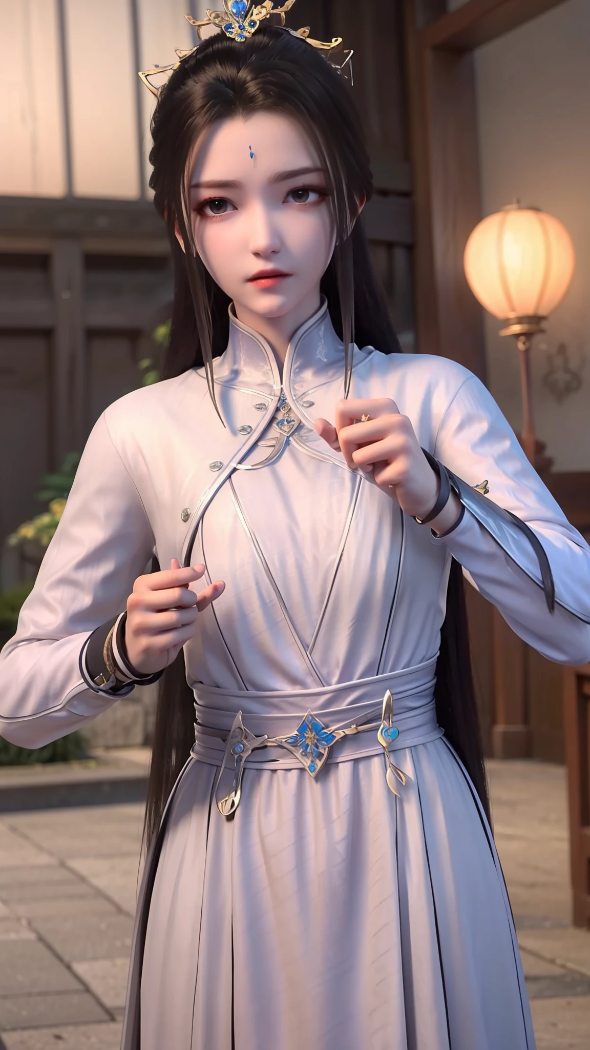 masterpiece,best quality,1girl, brown eyes, black_hair, chinese clothes,red dress,crown,jewelry,hair ornament,looking_at_viewer, cowboy shot,