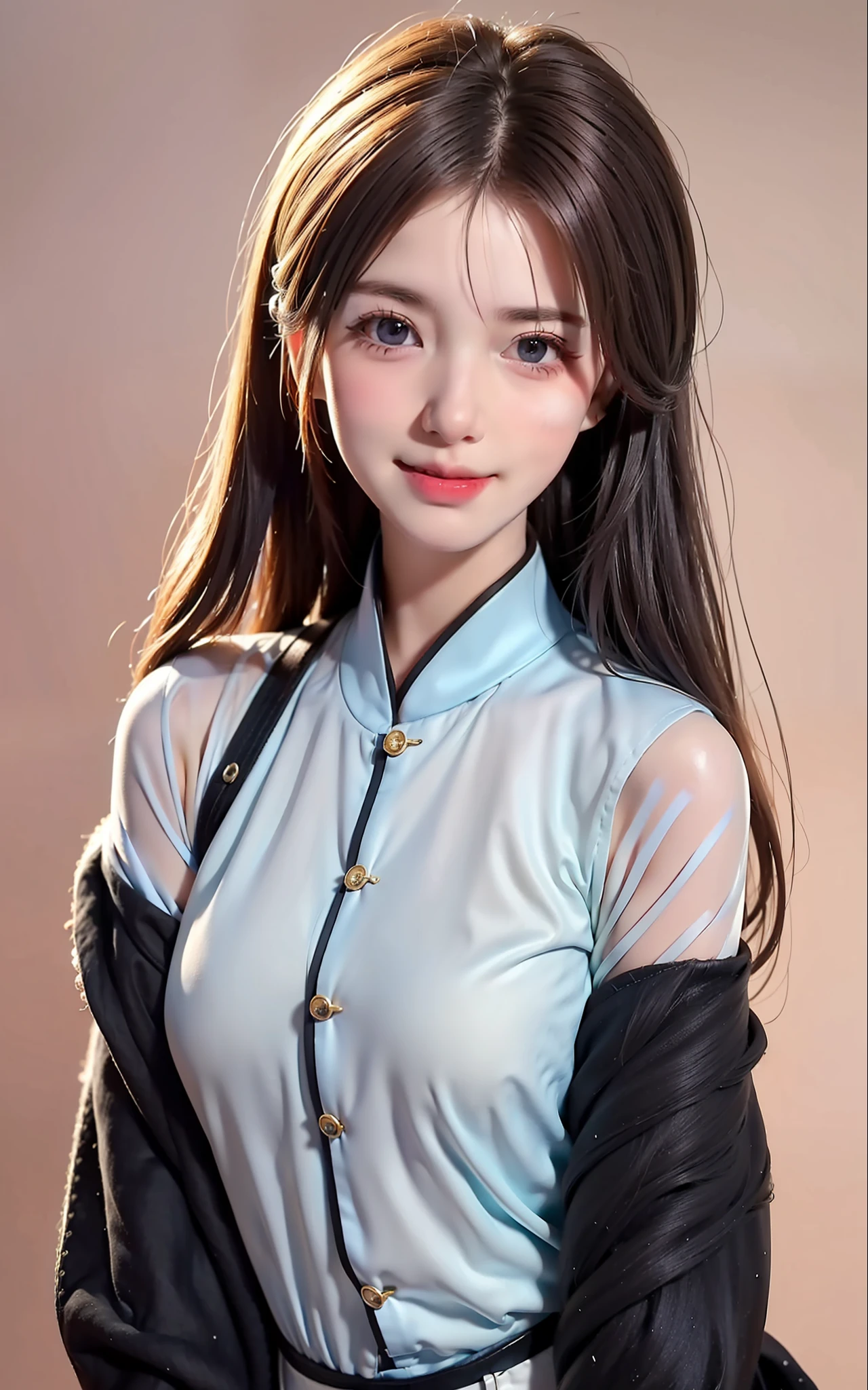 1girl,beautiful vintage color, instagram (photorealistic, high resolution:1.4), ((puffy eyes)), looking at viewer, , full body (8k, RAW photo, best quality, masterpiece:1.2), (realistic, photo-realistic:1.37),(sharp focus:1.2), professional lighting, photon mapping, radiosity, physically-based rendering, (pale skin:1.2),(small breasts:1.2), looking at viewer, (middle hair:1.5), portrait, purple eyes, (sliver hair:1.1),bangs, (simple background:1.4), solo, upper body, realistic,(masterpiece:1.4),(best quality:1.4),(shiny skin),fashi-girl,makeup,smile(skinny,closed mouth,shy :1.3) ,(standing,black Stewardess uniform,Necromancer:1.1),medium bust,sexy pose