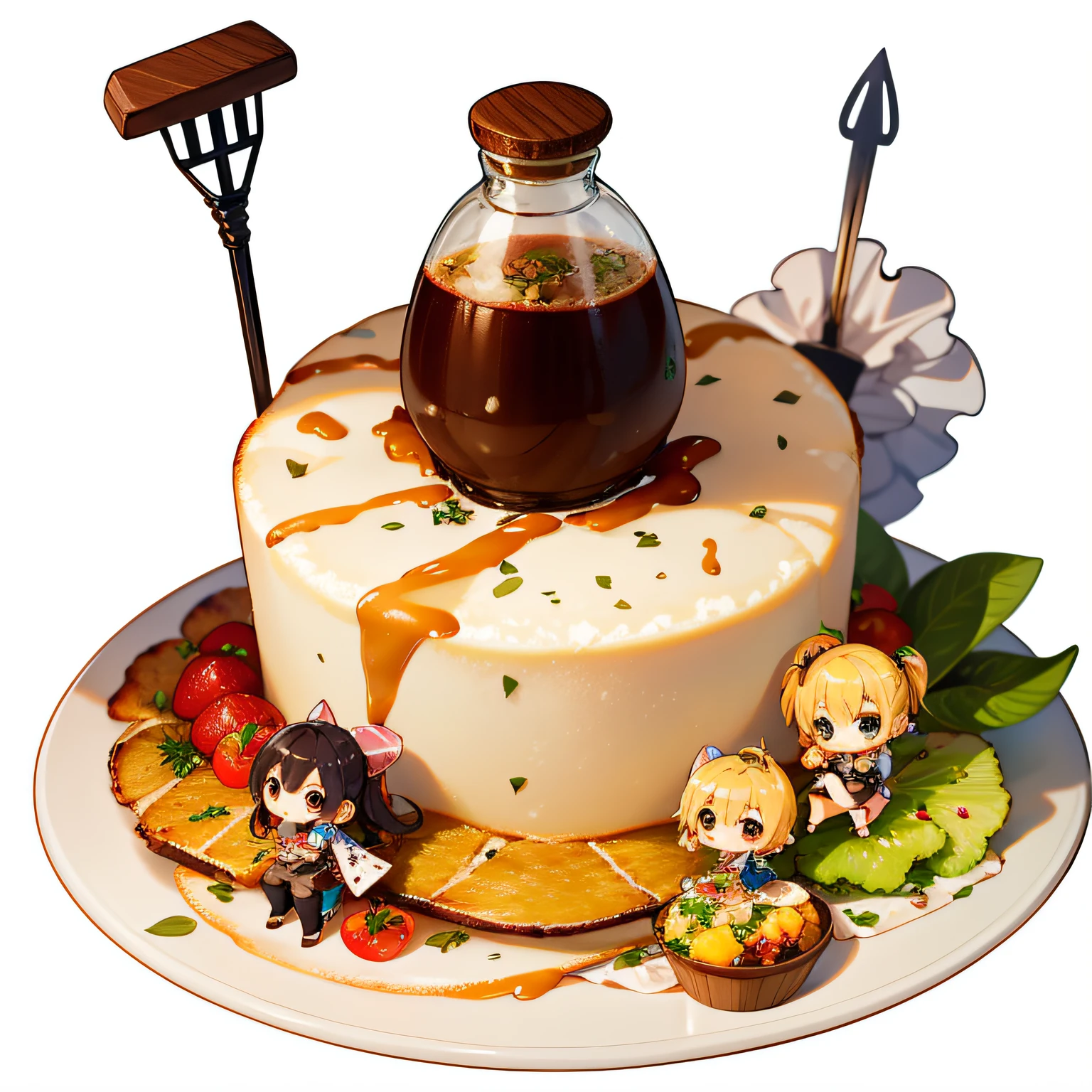 [(white background:1.4)::5],(chibi:1.3),bottle bottom,lampstand,pedestal,platform,(fine food:1.8)