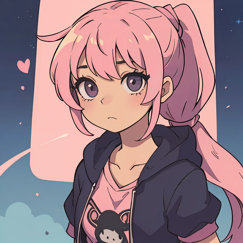 agirl,Pink ponytail,Cutes