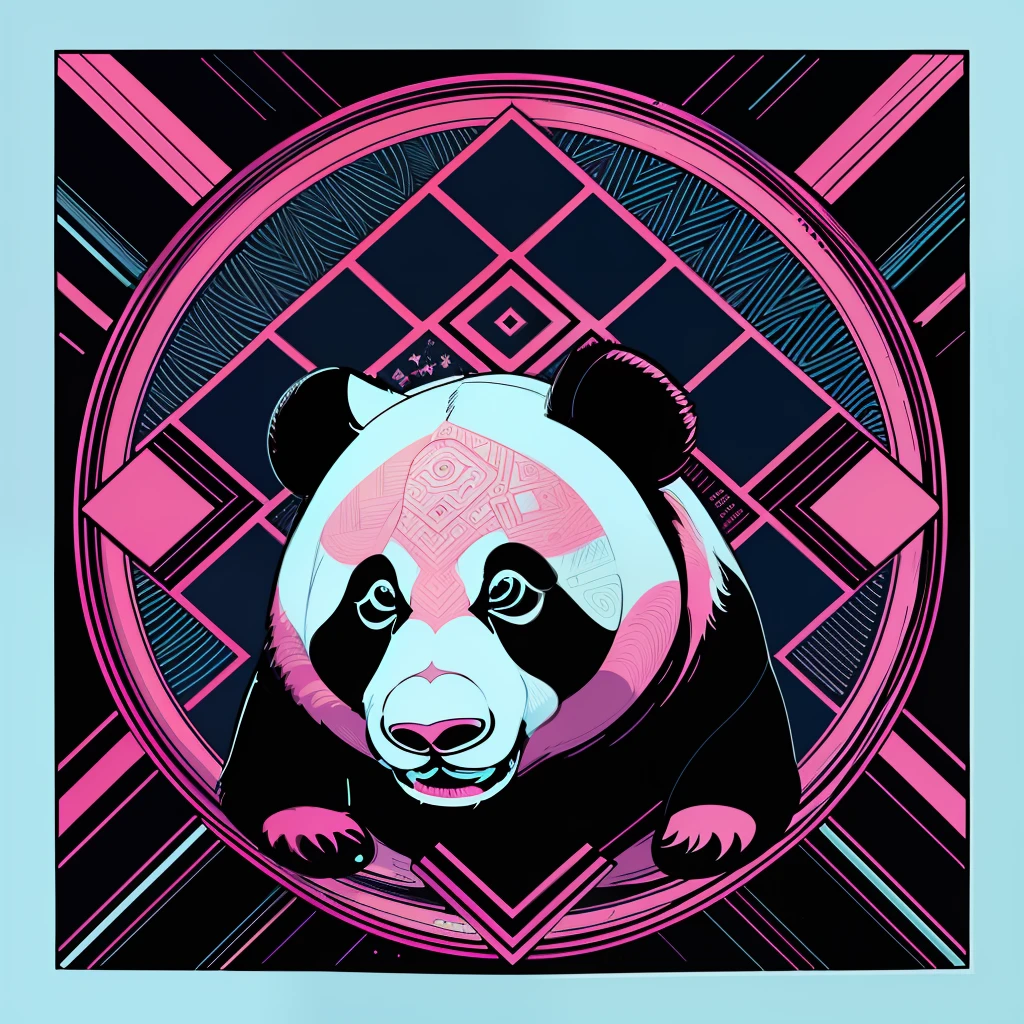 Panda in geometric style, Design with 32k quality, inspired by T-shirt design, with Vector style, made by DSLR Camera, full framing, centered, white background, maximum quality, maximum details.