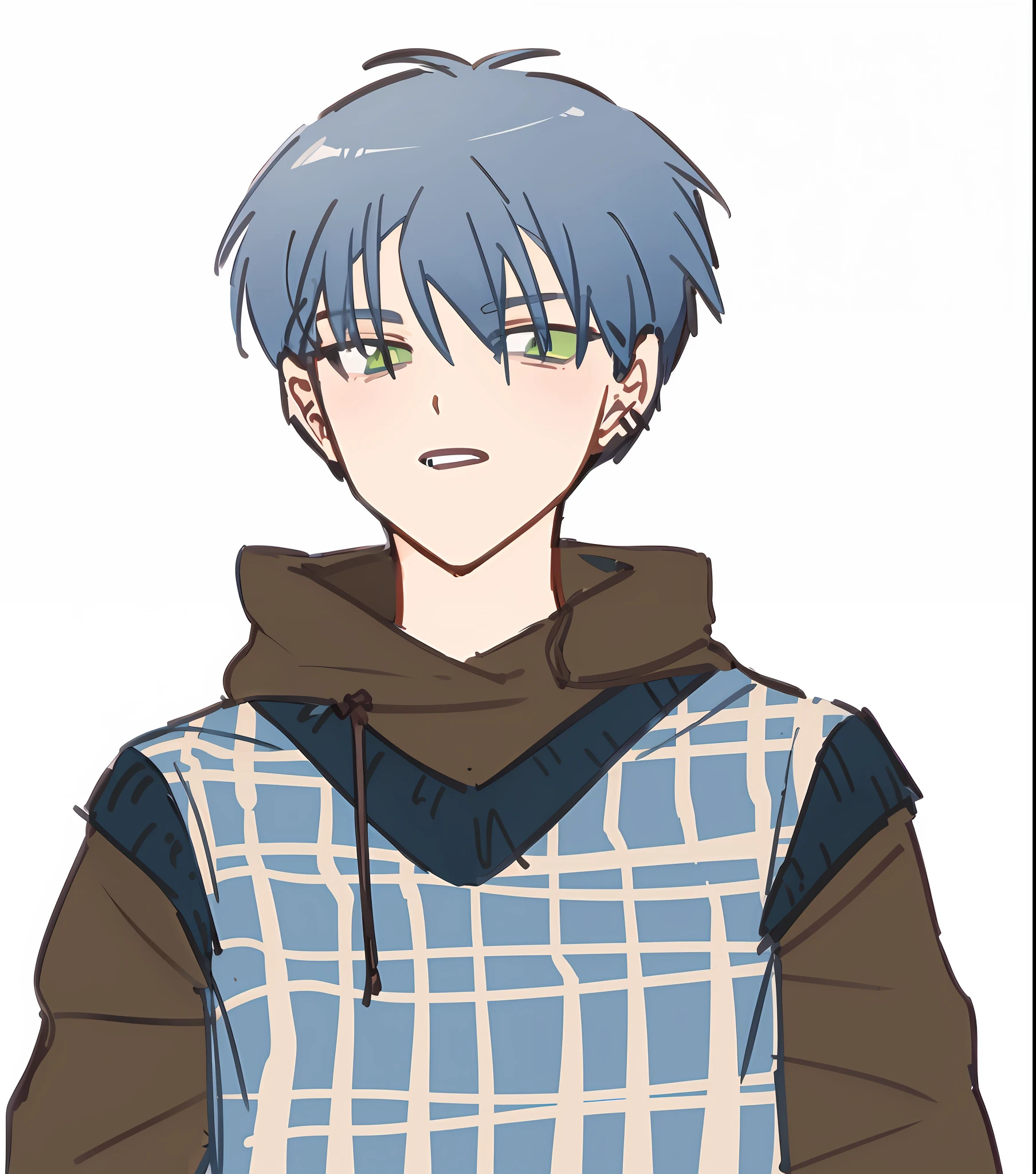 Handsome man,Green eyes,calm expression,style of anime,filigree,beste-Quality