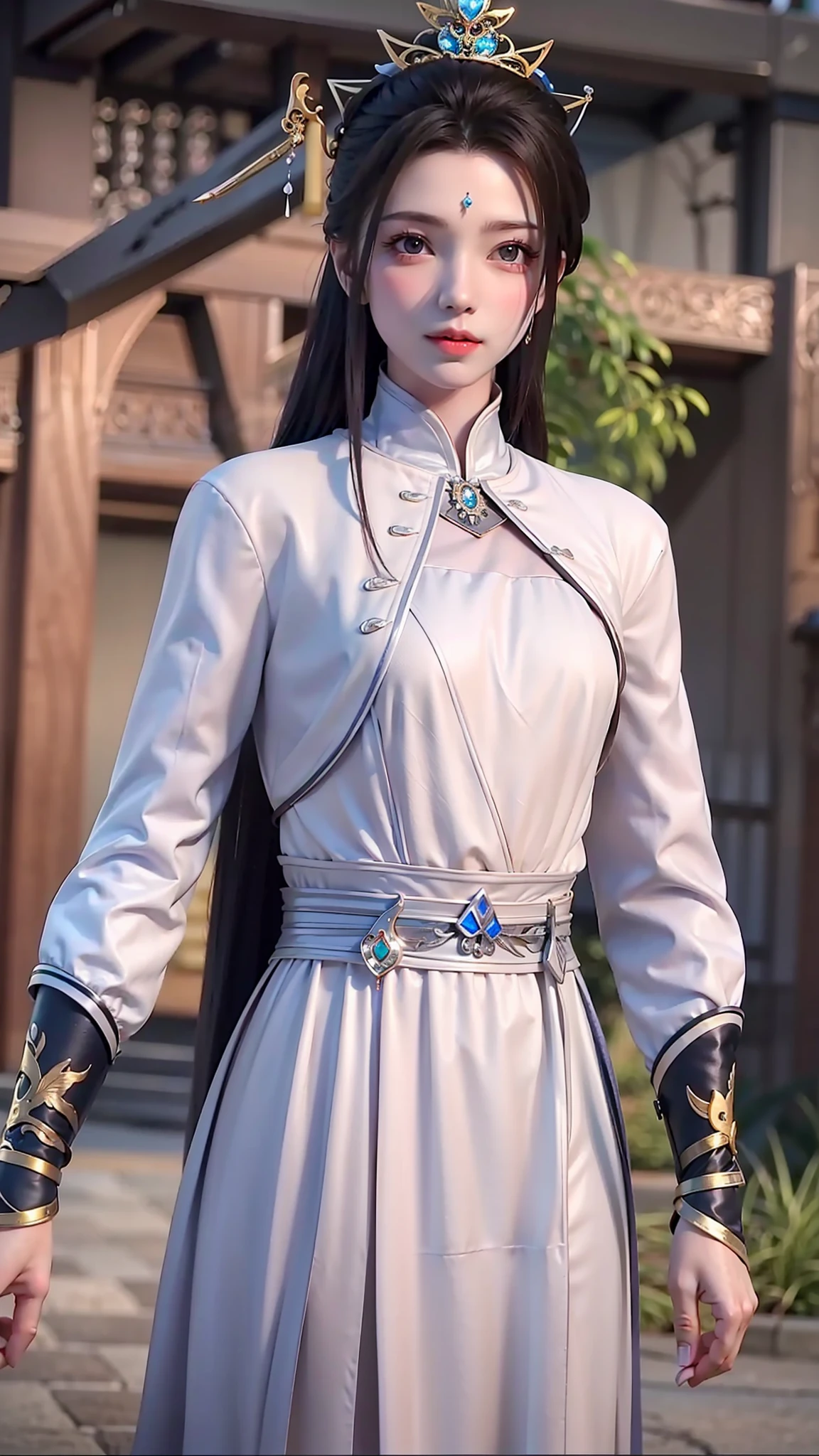 masterpiece,best quality,1girl, brown eyes, black_hair, chinese clothes,red dress,crown,jewelry,hair ornament,looking_at_viewer, cowboy shot,