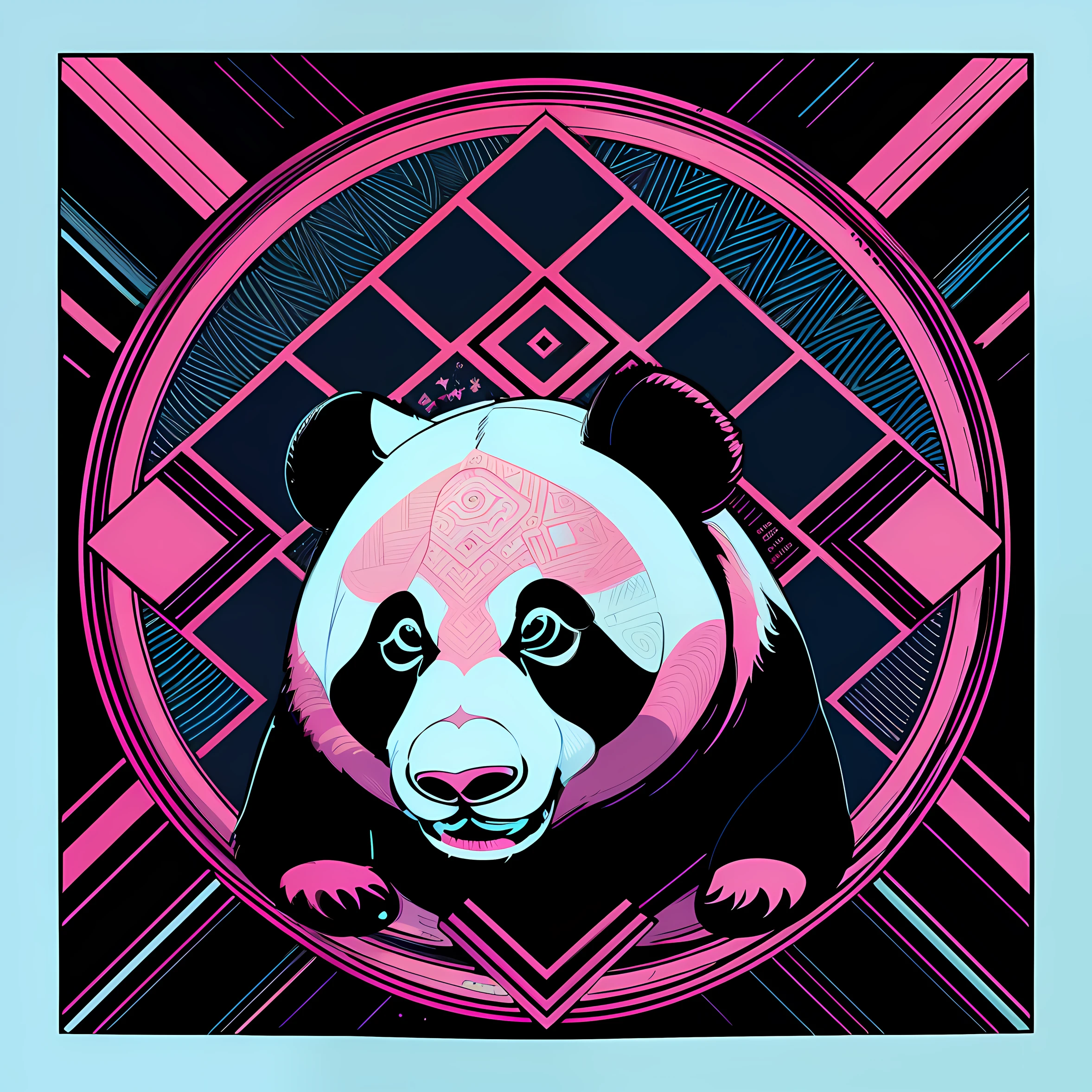 Panda in geometric style, Design with 32k quality, inspired by T-shirt design, with Vector style, made by DSLR Camera, full framing, centered, white background, maximum quality, maximum details.
