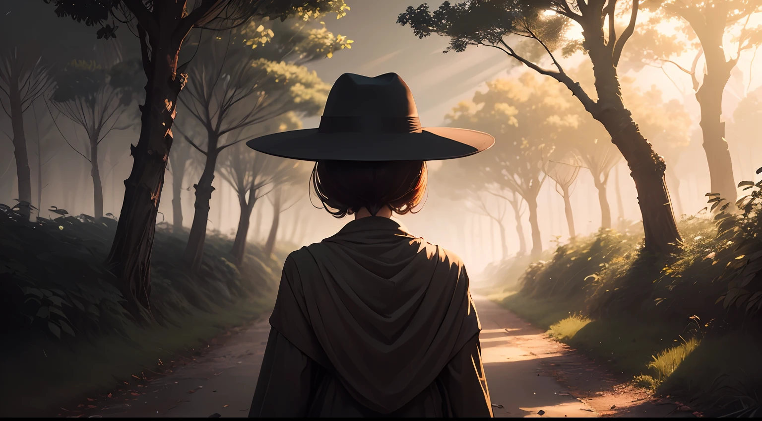 So, das sombras da floresta, uma figura emergiu lentamente. Uma silhueta indistinta, shrouded in darkness, He was advancing towards me, realista,8k