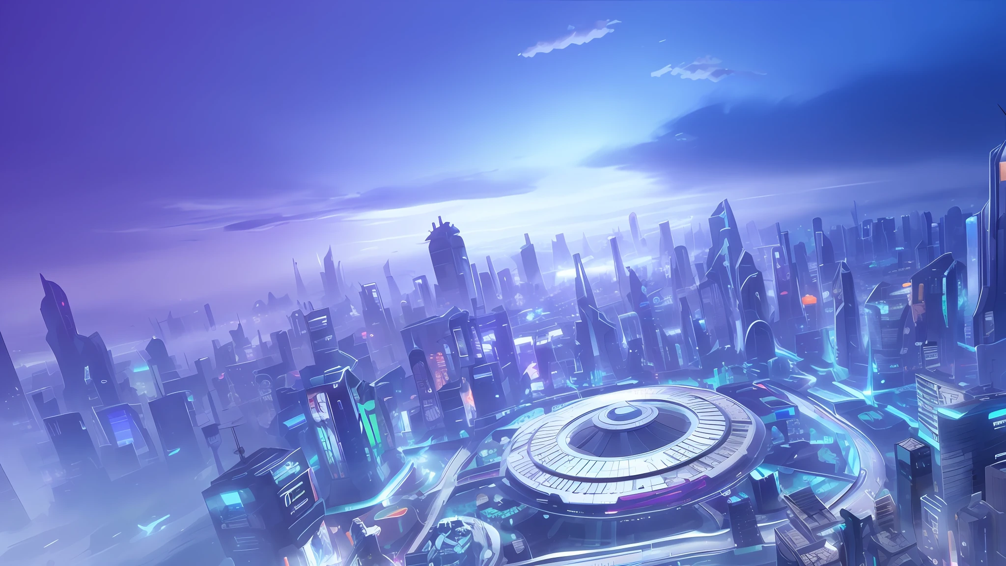 futuristic cities，There is a futuristic bell tower in the middle, futuristic urban background, futuristic urban background, vista of futuristic city, futuristic urban background, futuristic city in background, Futuristic city landscape, Futuristic city landscape, futuristic utopian city, cybernetic city background, futuristic utopian metropolis, hyper-futuristic city, Futuristic city, futuristic cyberpunk city