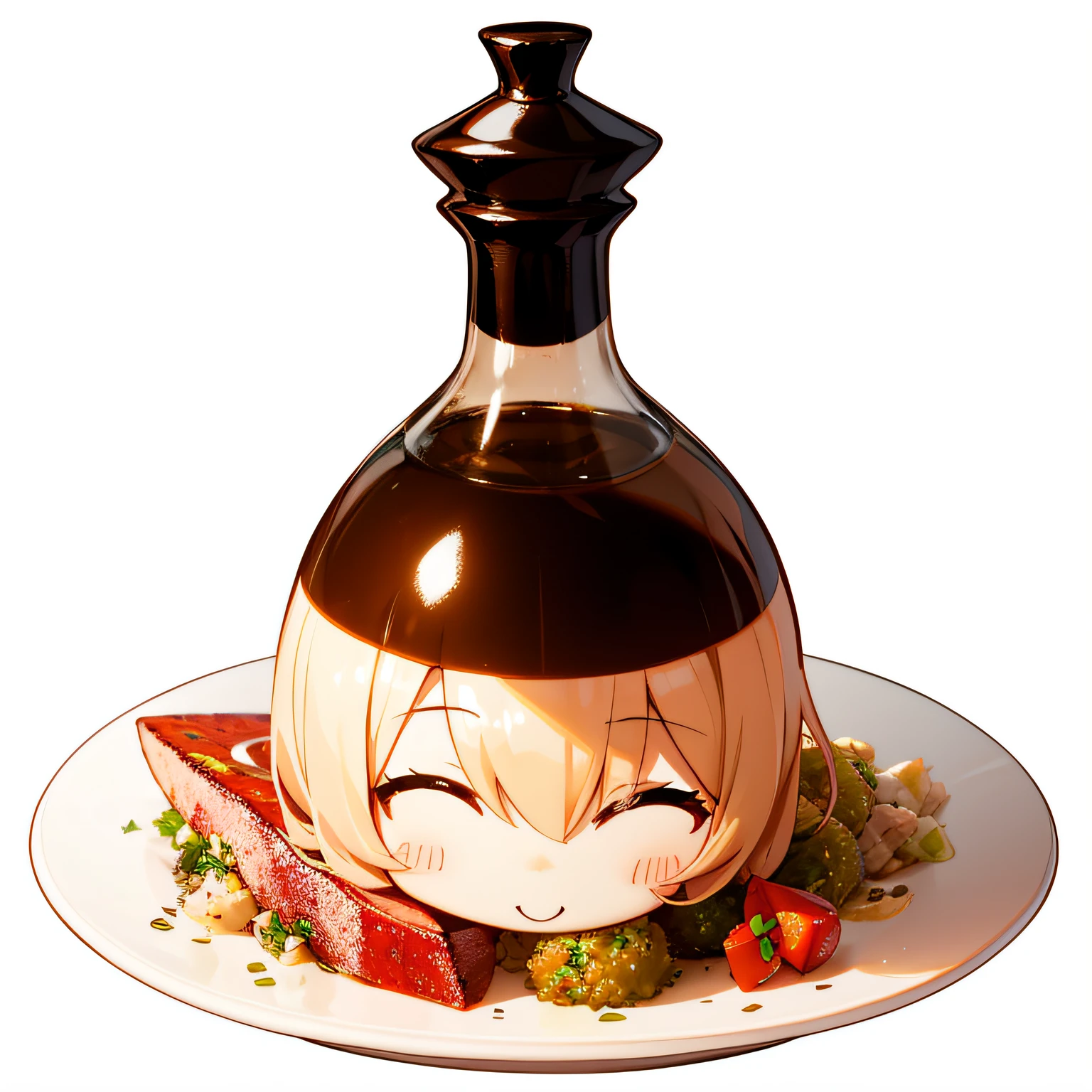 [(white background:1.4)::5],(chibi:1.3),bottle bottom,lampstand,pedestal,platform,(fine food:1.8)