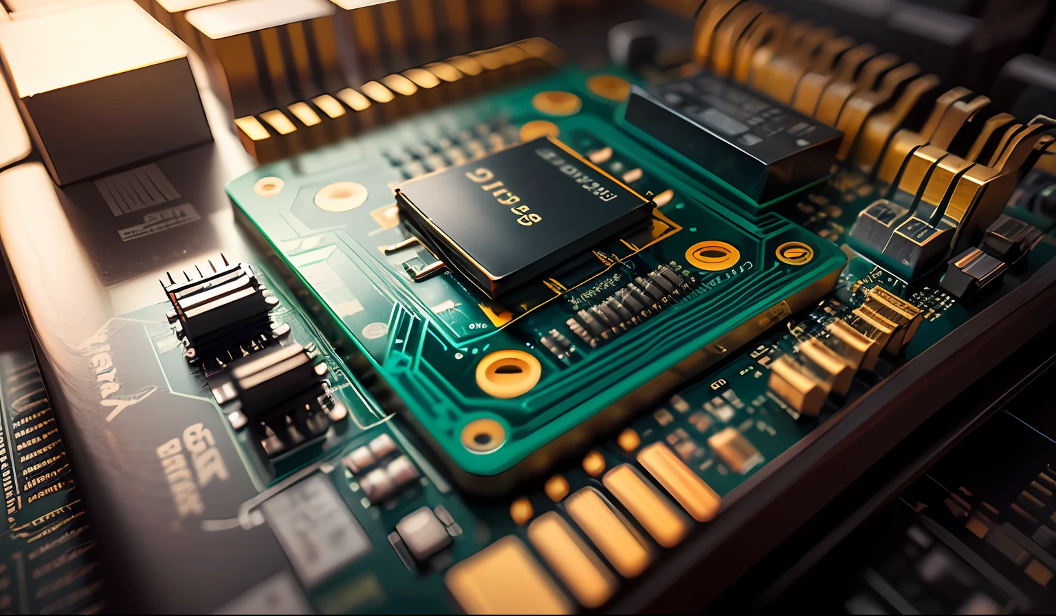 Circuit board chip PCB motherboard technology rendering --auto