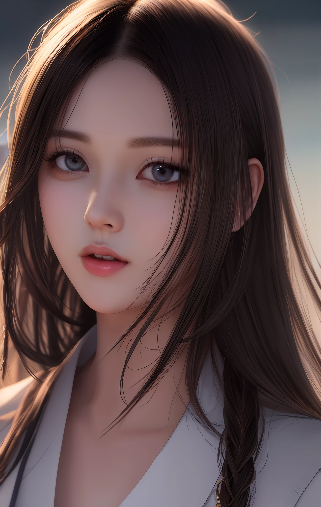 ulzzang-6500-v1.1, (Raw foto:1.2), (photorealestic:1.4), a beautiful detailed girl, hyper-detailed eyes and face, Beautiful detailed eyes, Ridiculous, unbelievably ridiculous, huge filesize, Ultra-detailded, Hi-Def, extremly detailed, beste-Quality, A masterpice, illutst, extremly detailed, CG, unification, 8k壁紙, splendid, finely detail, A masterpice, beste-Quality, Highly detailed CG uniform 8k wallpaper, Light on the face、cinematiclight、 girl
