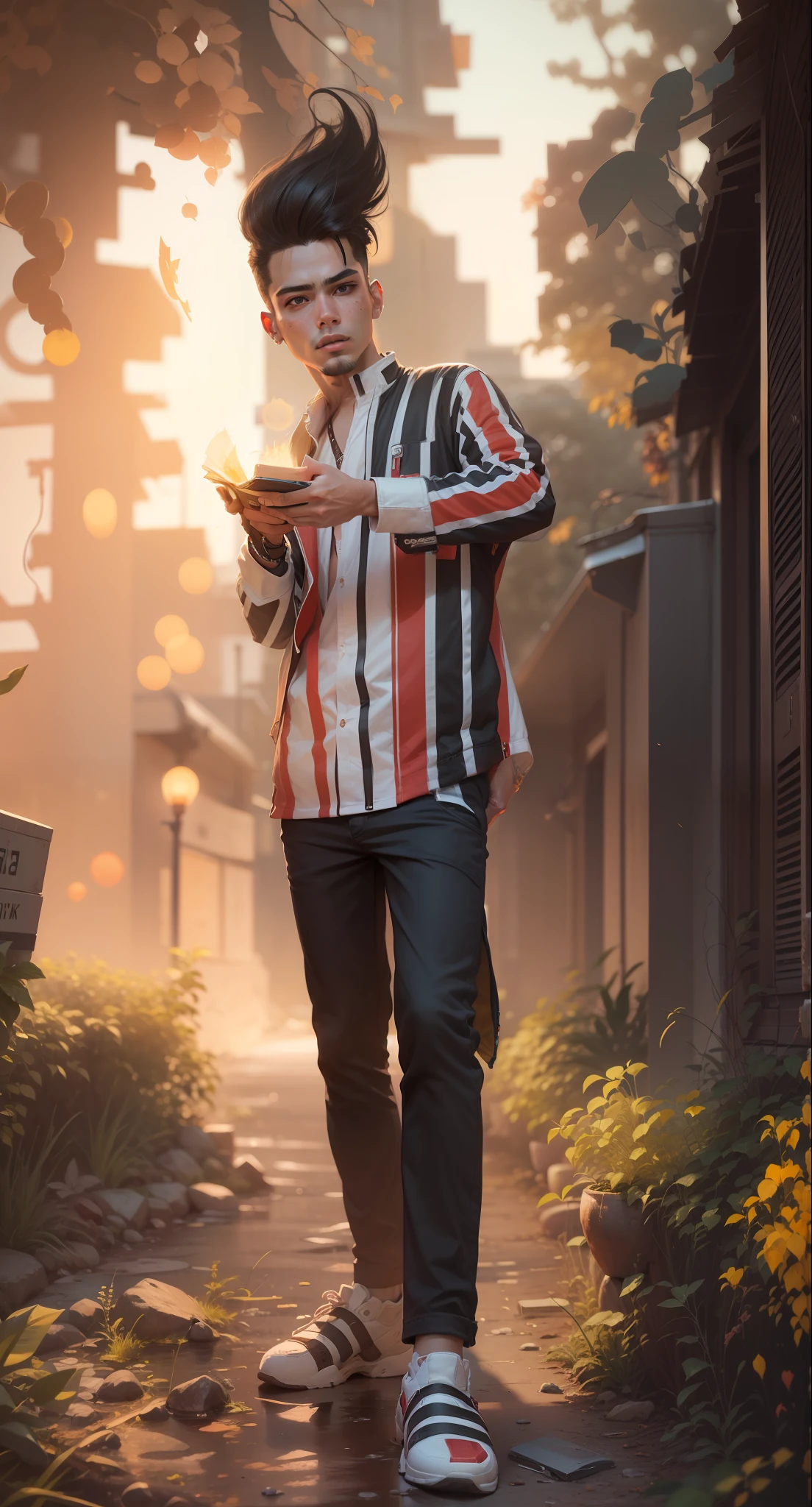 Change background cyberpunk handsome boy.realistic face 8k ultra realistic.