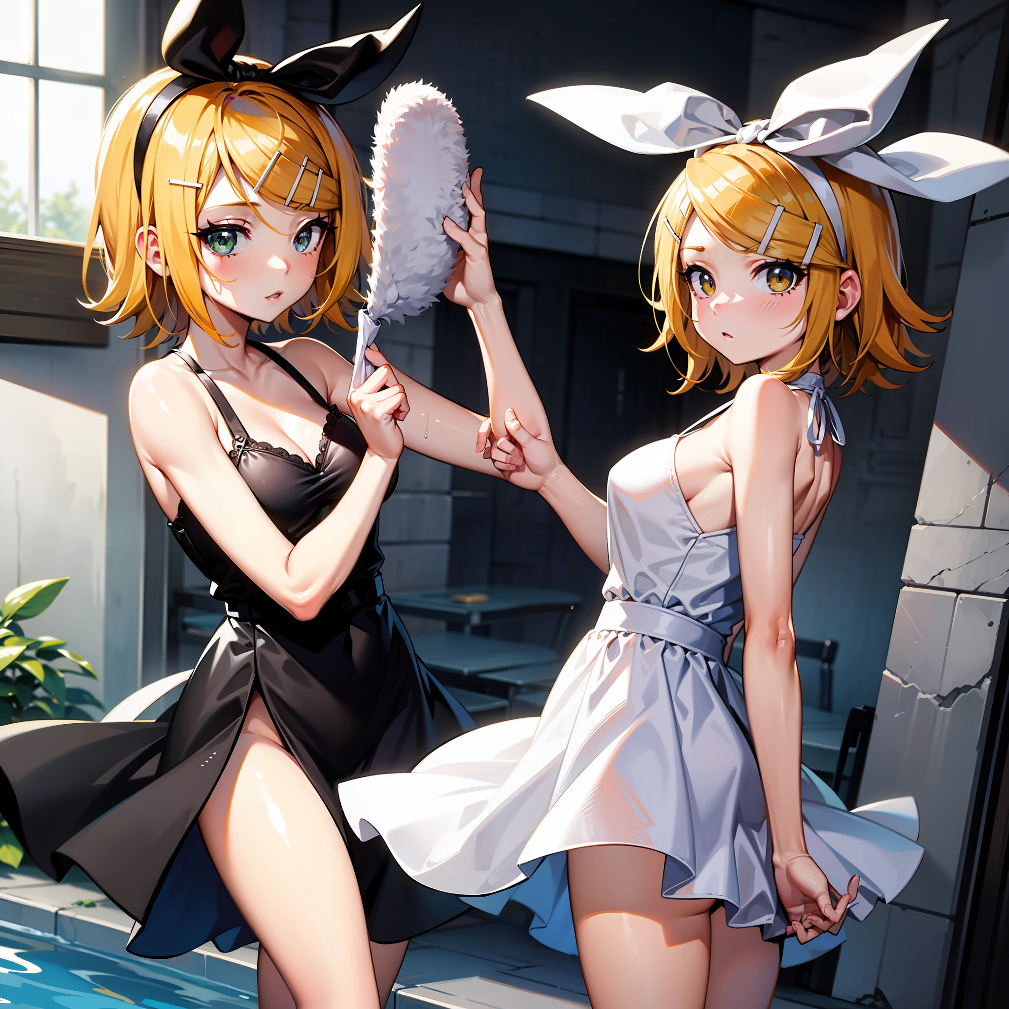 Kagamine Rin , Drees blancos , wet Drees , cabello mojado