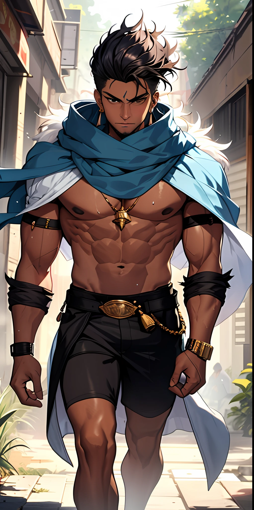 full body of dark knight lady in ornate obsidian armor, black collar, pauldrons, breastplate, corset, glowing halo, single braid, dark, yellow glowing eyes, bright pupils, eye focus, red cape, temple outdoors, stained glass windows, night, moonlight, particles, light beam, chromatic aberration