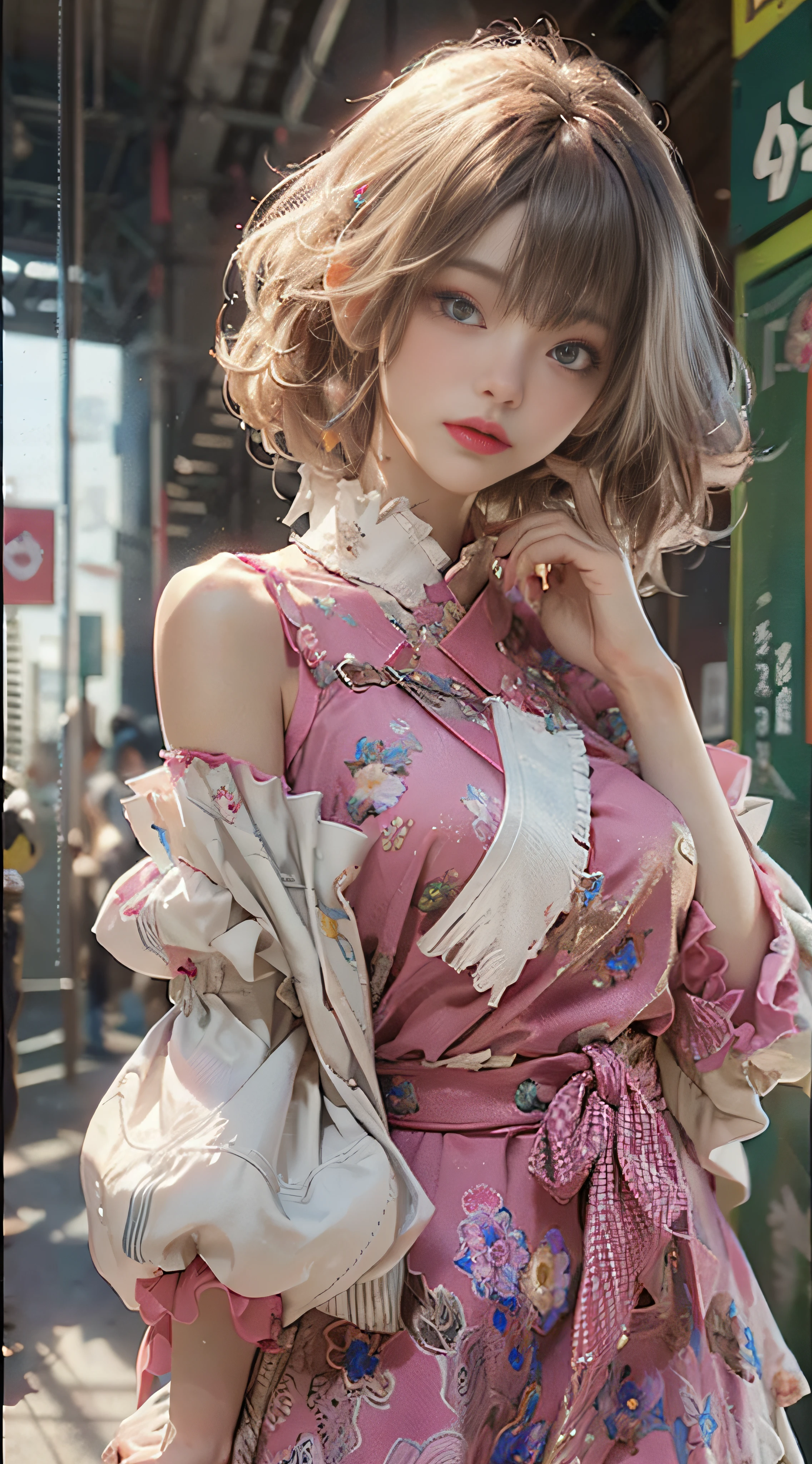 ((Best Quality)), ((Masterpiece)), (Detail: 1.4), 3D, Beautiful Cyberpunk Female Image, HDR (High Dynamic Range), Ray Tracing, NVIDIA RTX, Super Resolution, Unreal 5, Subsurface Scattering, PBR Texture, Post-Processing, Anisotropic Filtering, Depth of Field, Maximum Sharpness and Sharpness, Multi-layer Texture, Albedo and Highlight Mapping, Surface Coloring, Mitsu-Accurate Simulation of Material Interactions, Perfect Proportions, Octane Rendering, Two-color Light, Large Aperture, Low ISO, white balance, regular three-point, 8K RAW, beautiful bright pupils, off-the-shoulder clothes, fine pupils, delicate face and eyes, long eyelashes, blush, delicate and fluffy hair, pink lips, pure, cute, sweet girl, artistic sense, casual wear, high-end sense