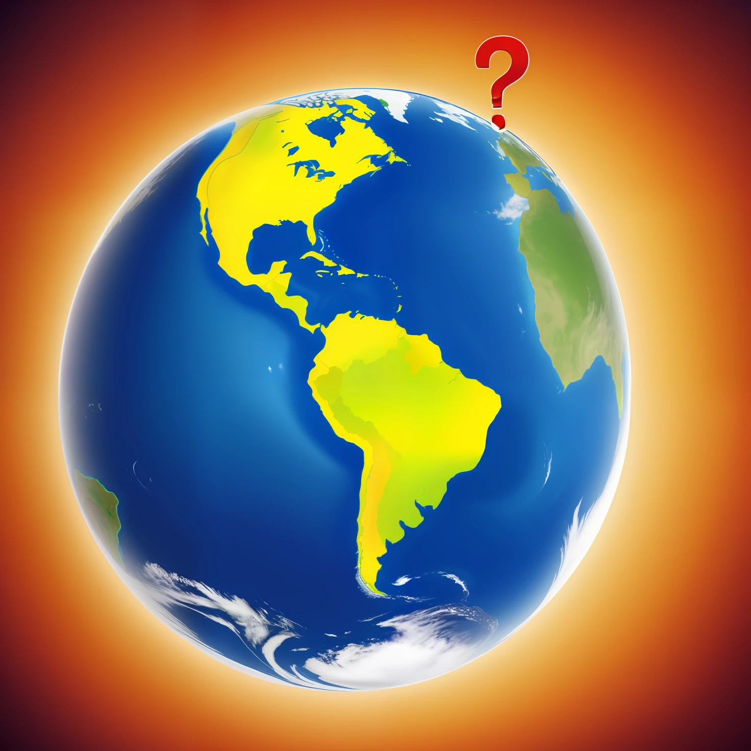 Planet earth with a question mark in the middle