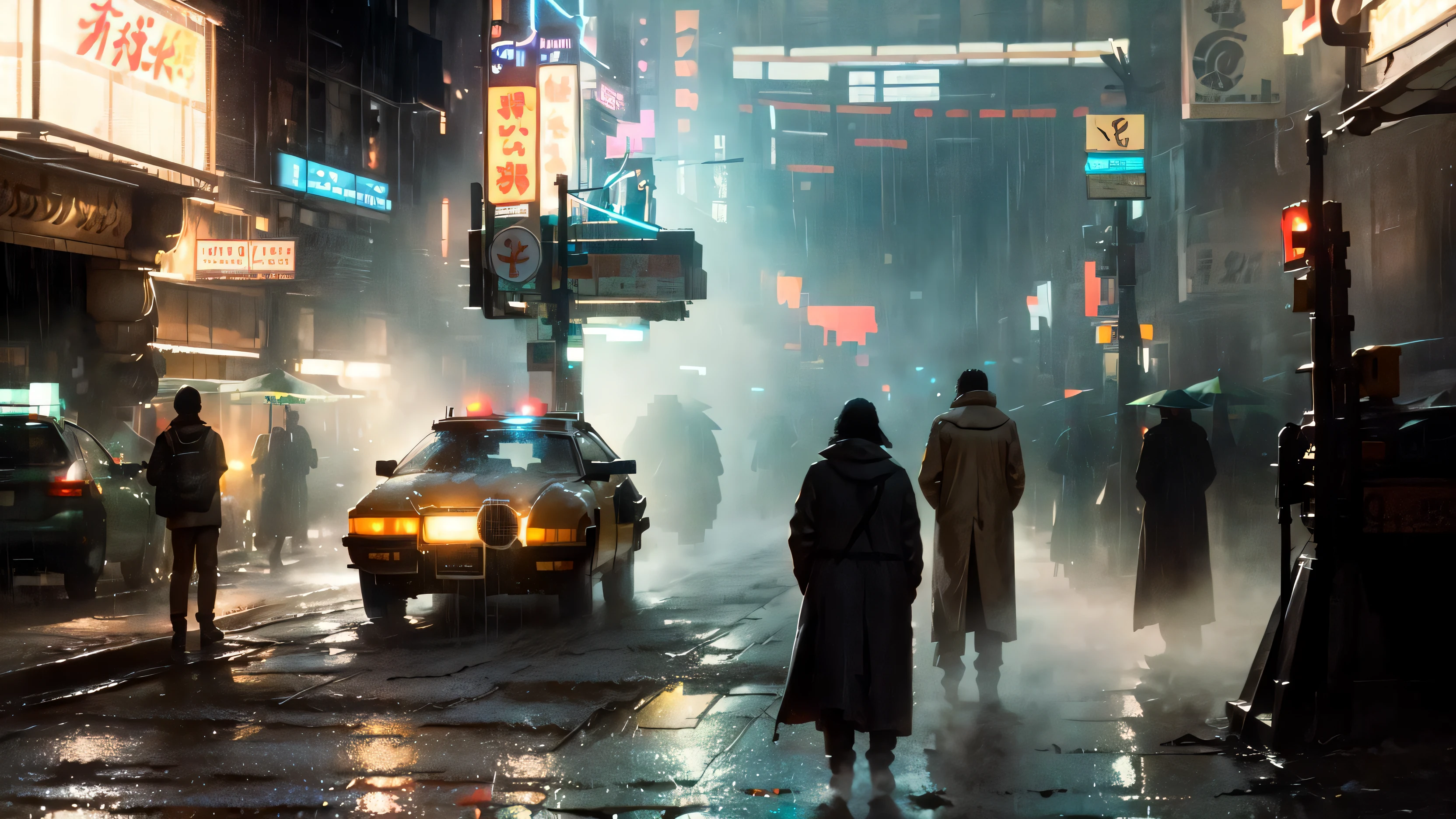 ((Best quality)), ((masterpiece)), (highly detailed:1.3), cyberpunk noodle bar at night in the rain,city, cinematic, inspired by bladerunner, inspired by syd mead,HDR (High Dynamic Range),,Ray Tracing,NVIDIA RTX,Super-Resolution,Unreal 5,Subsurface scattering,PBR Texturing,Post-processing,Anisotropic Filtering,Depth-of-field,Maximum clarity and sharpness,Multi-layered textures,Albedo and Specular maps,Surface shading,Accurate simulation of light-material interaction,Perfect proportions,Octane Render,Two-tone lighting,Low ISO,White balance,Rule of thirds,Wide aperature,8K RAW,Efficient Sub-Pixel,sub-pixel convolution,light scattering,Tyndall effect,