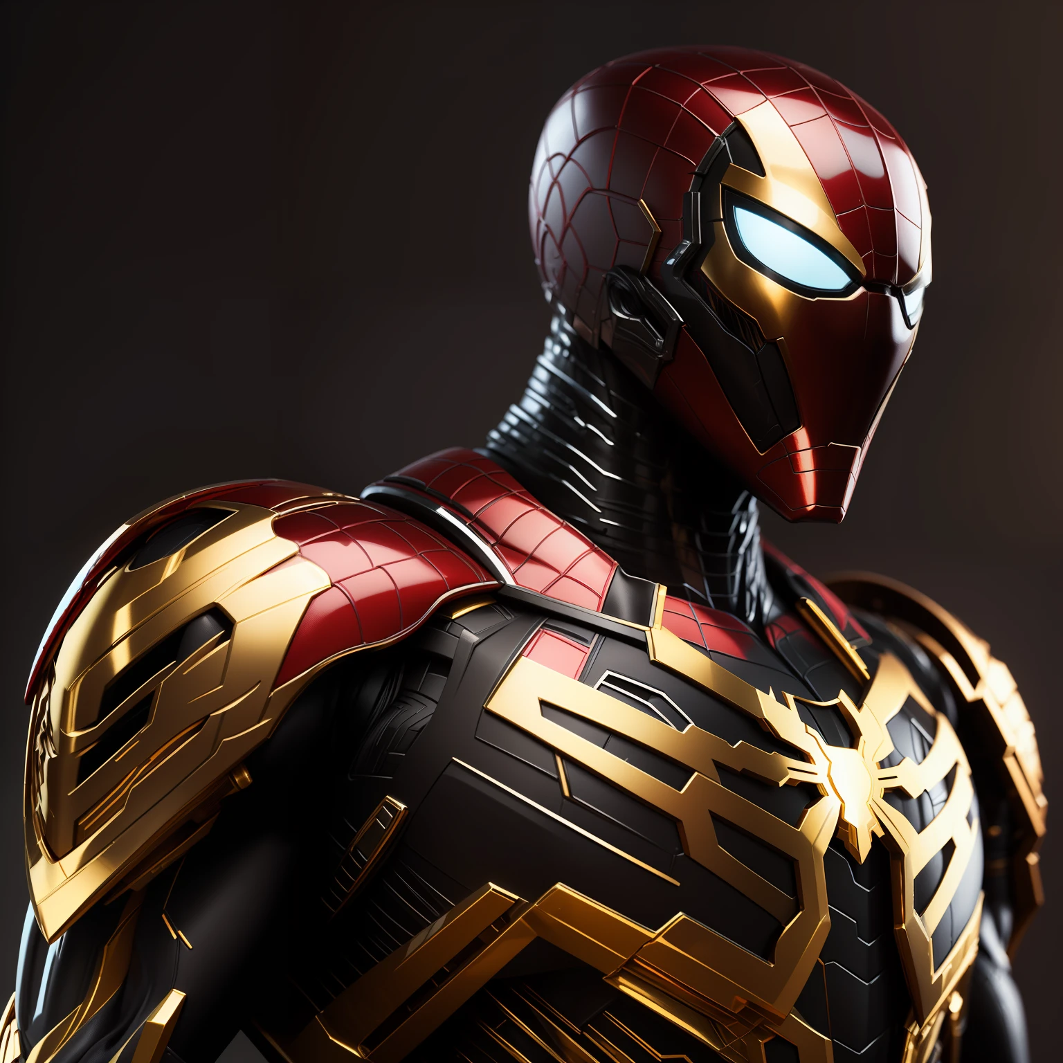 a close up of a statue of a man with a gold and white costume, super detailed render, 3 d render character art 8 k, intricate white and gold armor, full samurai armor spiderman, high detail iconic character, 8k render”, octane render ”, octane render”, super detailed octane render, super rendered in octane render, hyper detailed 3 d render, futuristic style spiderman