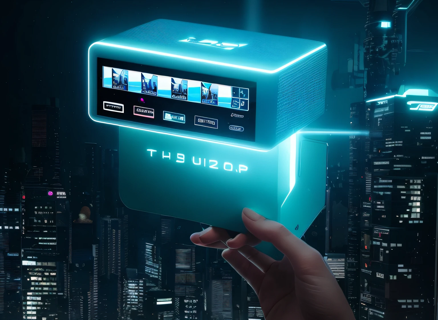 A mechanical palm full of technology and futuristic feel, supported by a digital camera in the palm. The digital camera is centered in the picture, looking like a product poster, product design, cyberpunk, 32k, high detail work, cybernetics high detail,