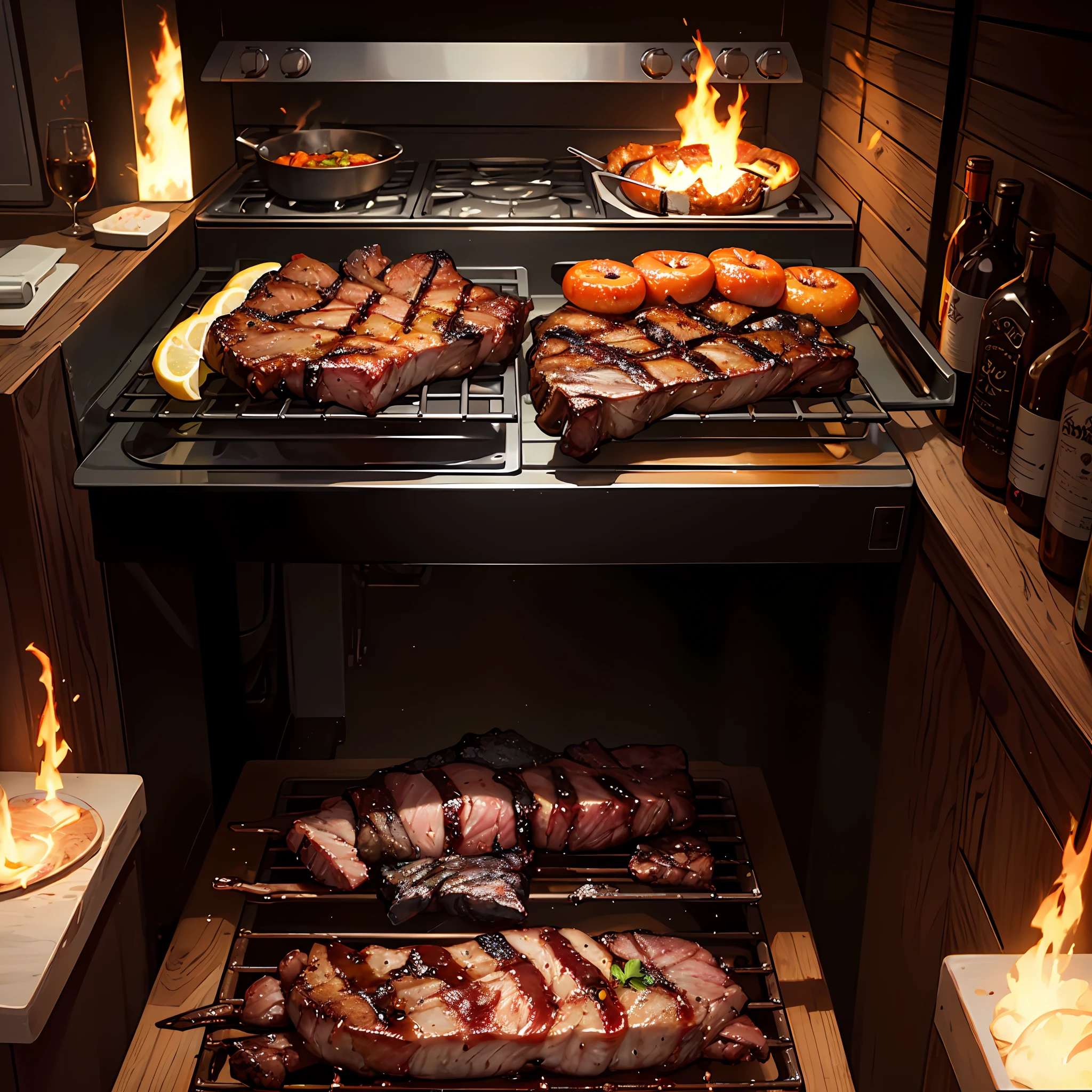 AS you gaze upon the sizzling gril, the
aroma of smoky char fills your nostrils. The sound
of meat searing against the hot grate is music to
your ears. Your mouth waters as you envision a
perfectly cooked, juicy cut of meat. What kind of
steak are you in the mood for? A thick ribeye, a
tender filet mignon, or perhaps a flavorful strip
steak? Picture it now, the perfect sear on the
outside, a warm pink center, and a deliciously
seasoned crust. It's the ultimate carnivore's dream
come true. --auto