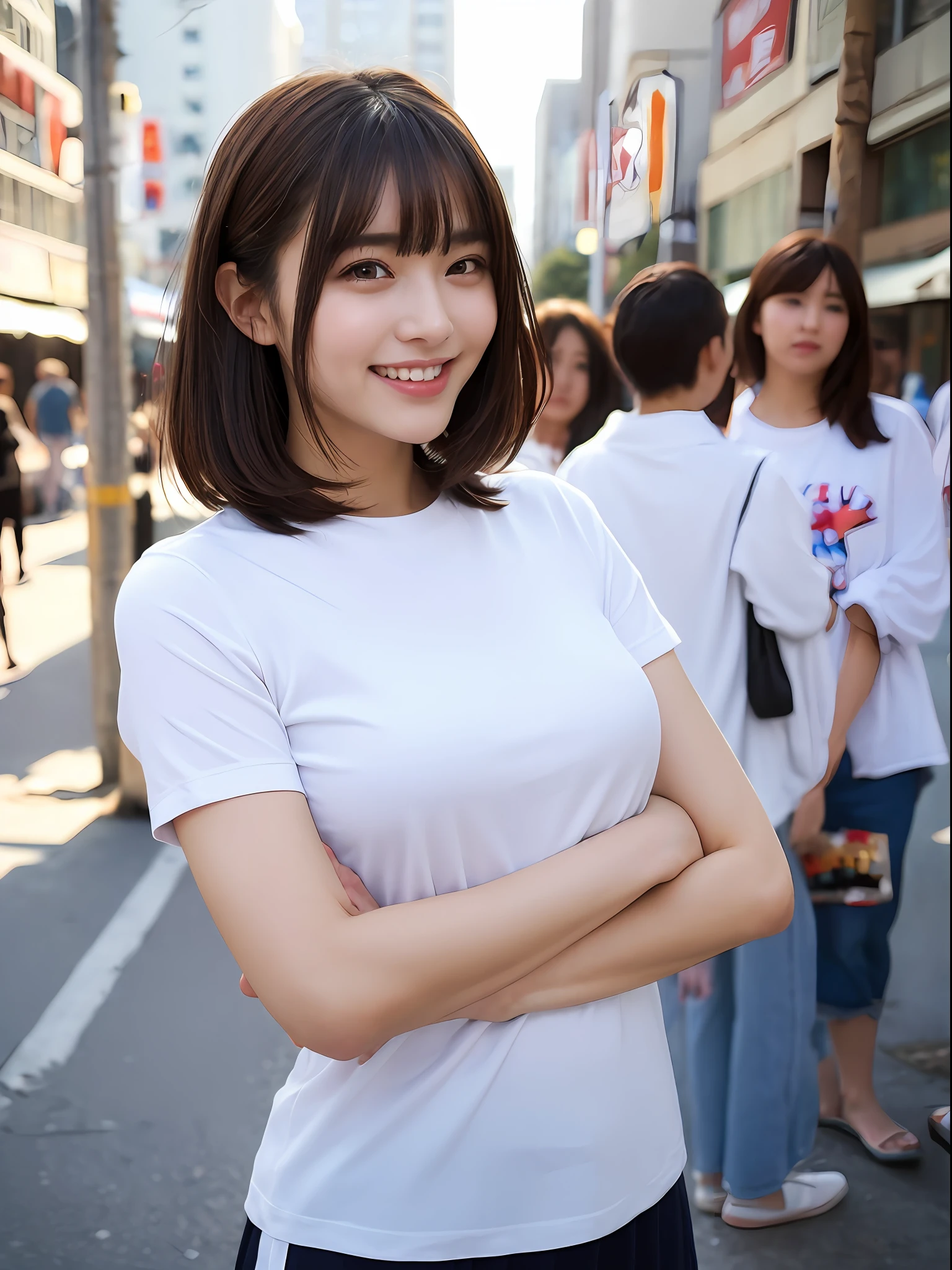 AI

(8K、Raw photography、beste-Quality、masterece-piece:1.2)、Ultra-detailded、Super Resolution、(Realstic、real photographic:1.37)、portlate、High Definition RAW Color Photography、Professional Photography、highly detailed and beautiful、Heavily detailed、8K Wallpapers、amazing detailed、huge filesize、Official art、Highly detailed CG Unity 8K wallpapers、extremely detailed beautiful girl、very highly detailed face、olhos altamente detalhados、highlydetailed skin、extremely detailed fingers、extremely detailed nose、Highly detailed detailed mouth、Perfect Anatomy、highly detailed back ground、Highly detailed clothing、Girl 1 person、(18:1.2)、Teen、A pretty girl、famous Japan idol、a Pretty、Realistic body、small nipple柄、White Skin Skin、shining skin、Slim body、Handsome body、Brown-haired、shorth hair、(Blunt bangs:1.2)、smile on face、kawaii、zora々Right、pretty  face、Lifelike face、Delicate eys、Sauce order、White T-shirt、skirts、耳环、Looking at the camera、cow-boy shot、front facing、Standing、Contrapo, Street, public, dynamic  lighting,