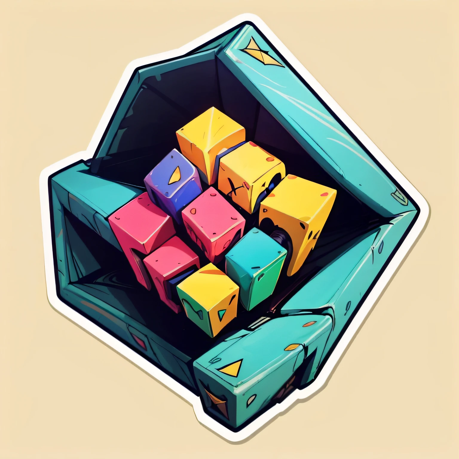 Dota-style logo, Minimalist style, crisp lines, Without dough, green and yellow colors, based on characters from the Dota universe, Simplified style, Few objects, 2D, No background, No shadows, vector art, Glow Eyes, geometry, персонаж Rubik Dota --auto