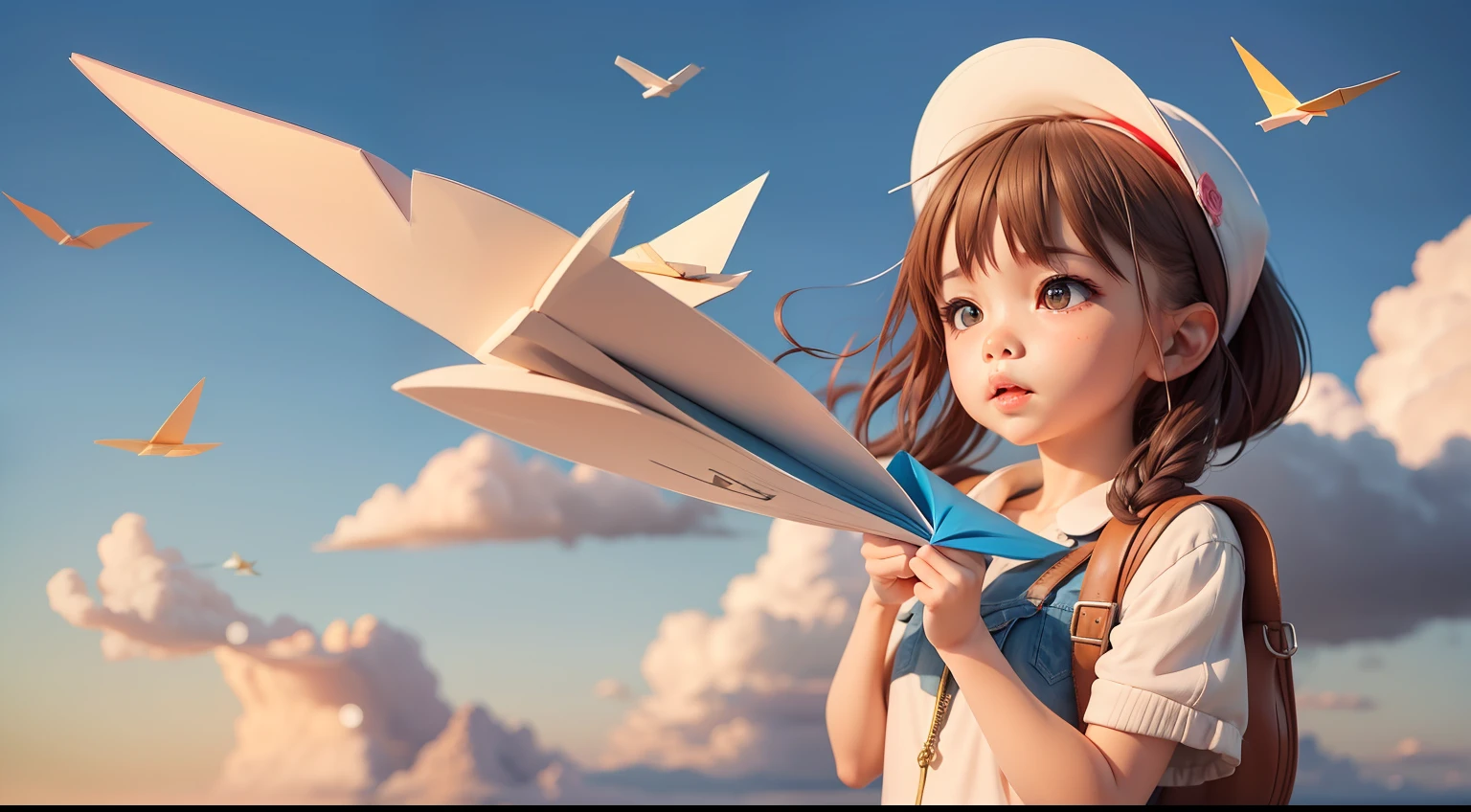 littlegirl,Paper airplanes,skies,fei