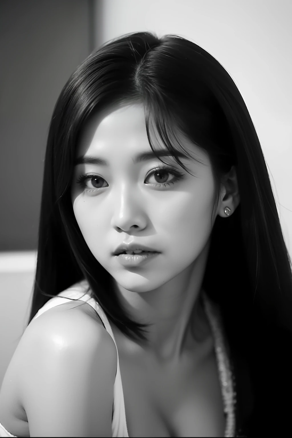 Photo of a Beautiful Korean kpop idol Woman, Summer, Lustful, filmgrain, Ilford HP5, 80mm
