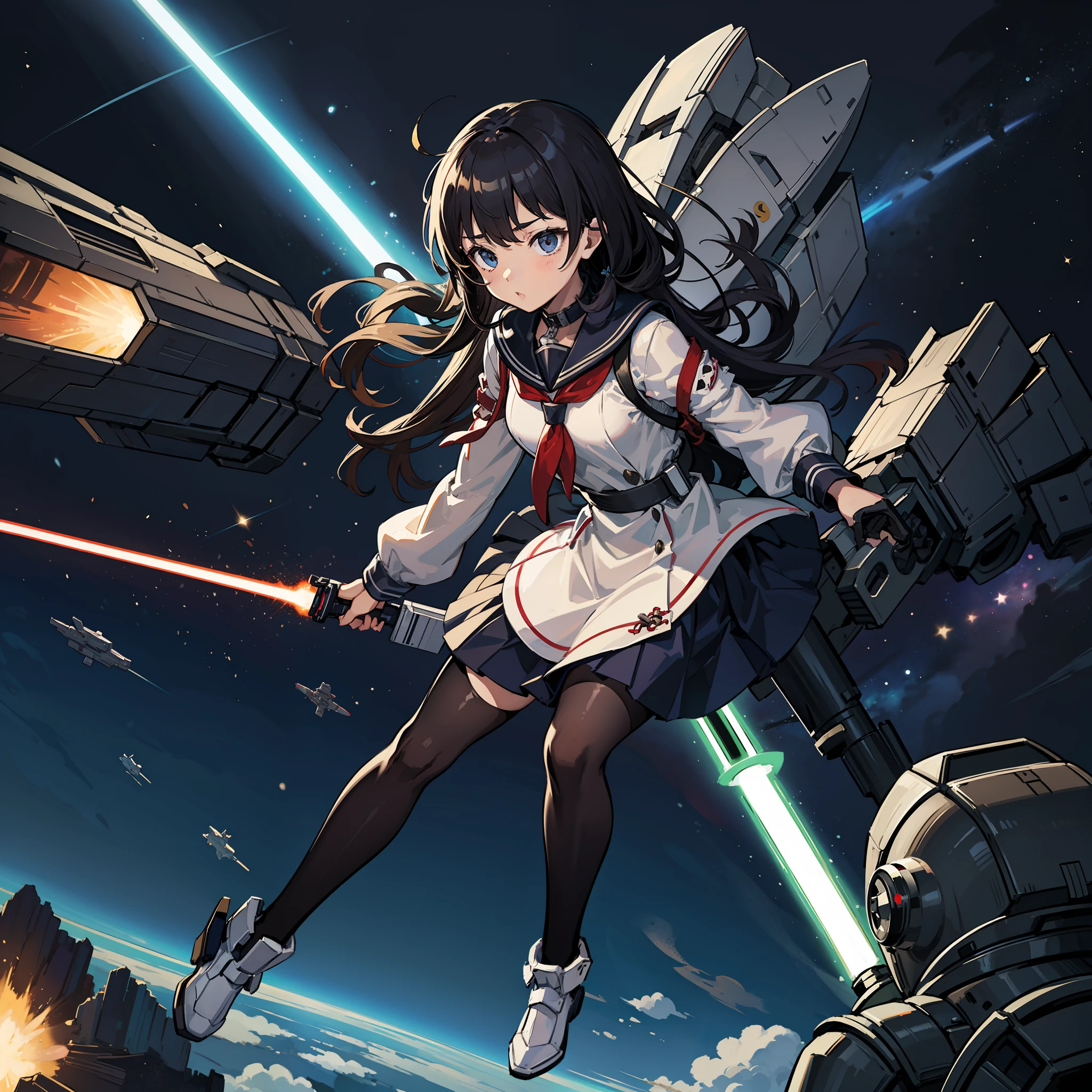 A schoolgirl、CT、　lightsaber、spaceships、Space Pirates、unparalleled、spacesuits、weightless、Enemy、Pla、