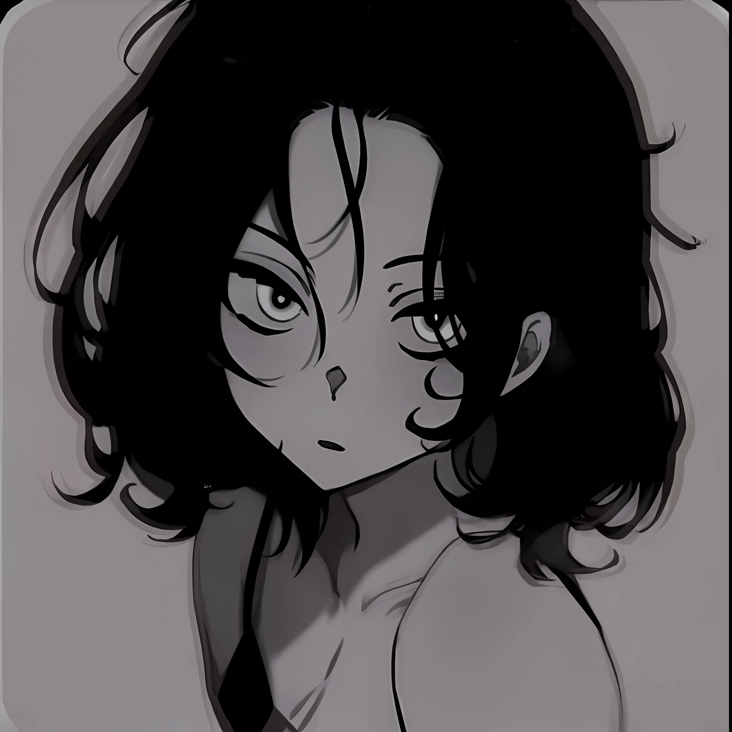 a black and white photo of a woman with long hair, demon slayer rui fanart, kuvshinov ilya, in an anime style, kuvshinov, anime style character, ilya kuvshinov face, flat anime style shading, anime style portrait, portrait of an anime girl, 1 7 -  - old me goth girl, anime character