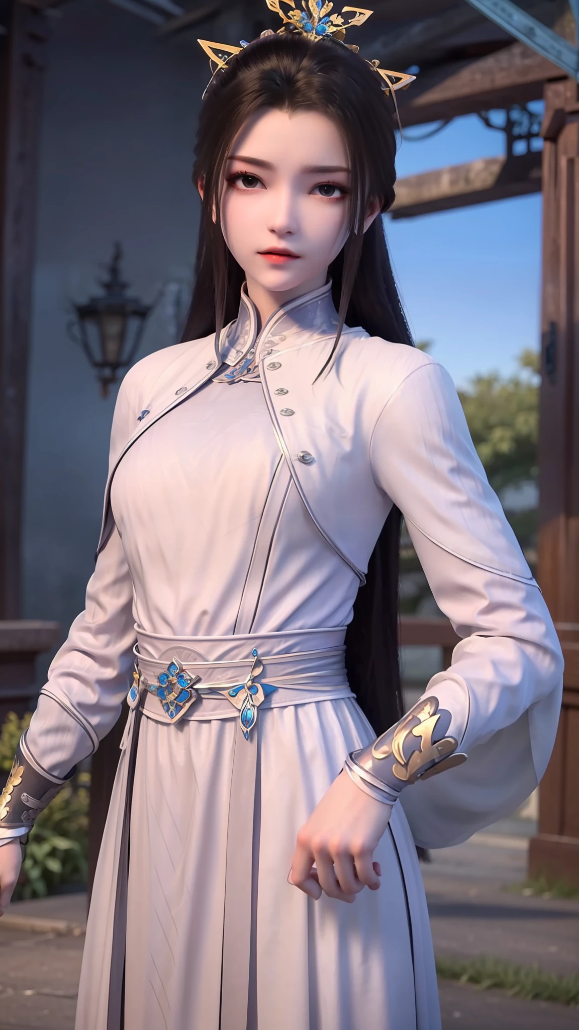 masterpiece,best quality,1girl, brown eyes, black_hair, chinese clothes,red dress,crown,jewelry,hair ornament,looking_at_viewer, cowboy shot,