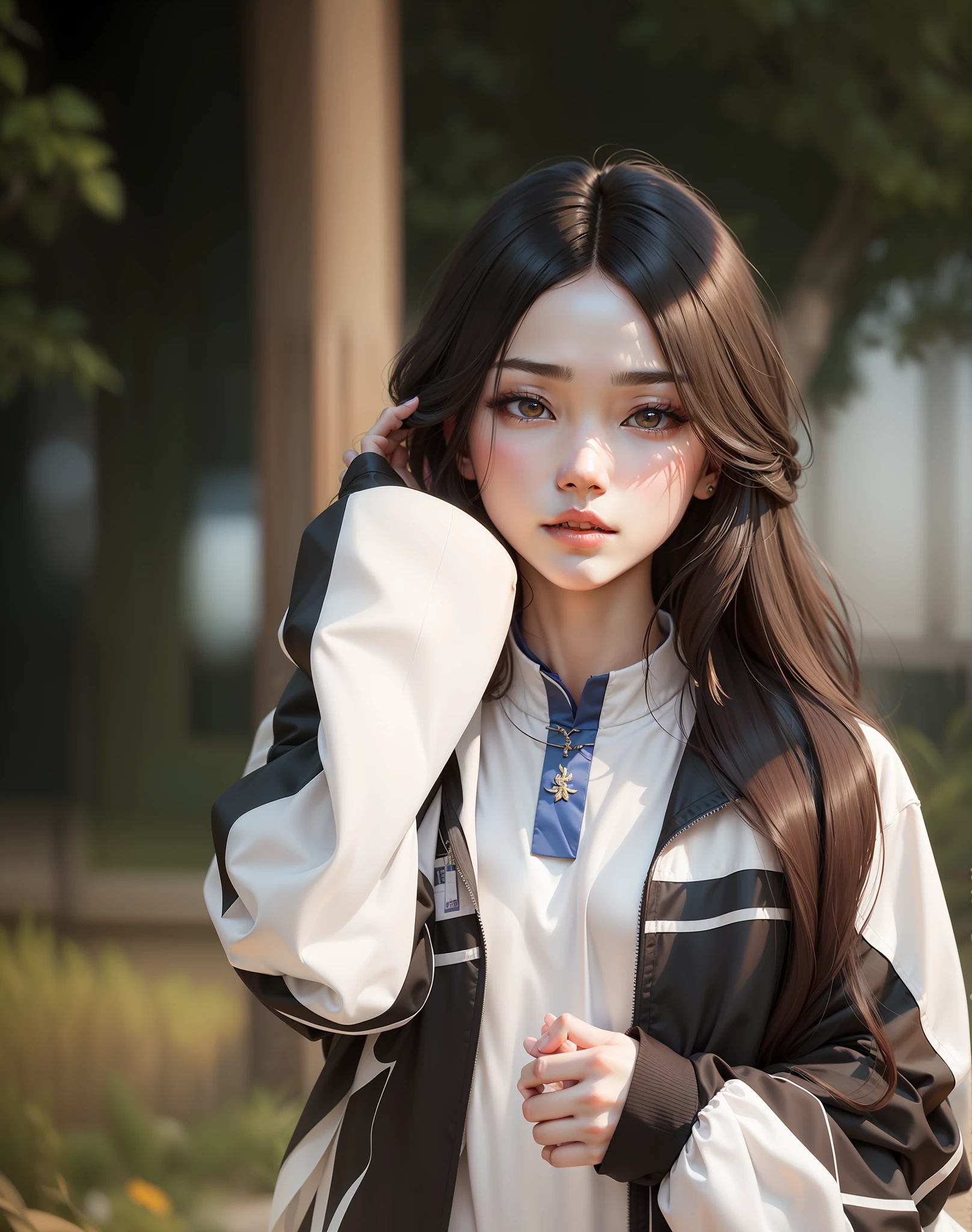 araffe woman with long hair wearing a white shirt and black jacket, Urzan, dressed with long fluent clothes, Cai Xukun's, With long hair, full body xianxia, Beautiful Korean Woman, Asian girl with long hair, gorgeous korean young woman, Korean girl, xintong chen, Chinese girl, ruan jia beautiful!, gorgeous chinese models