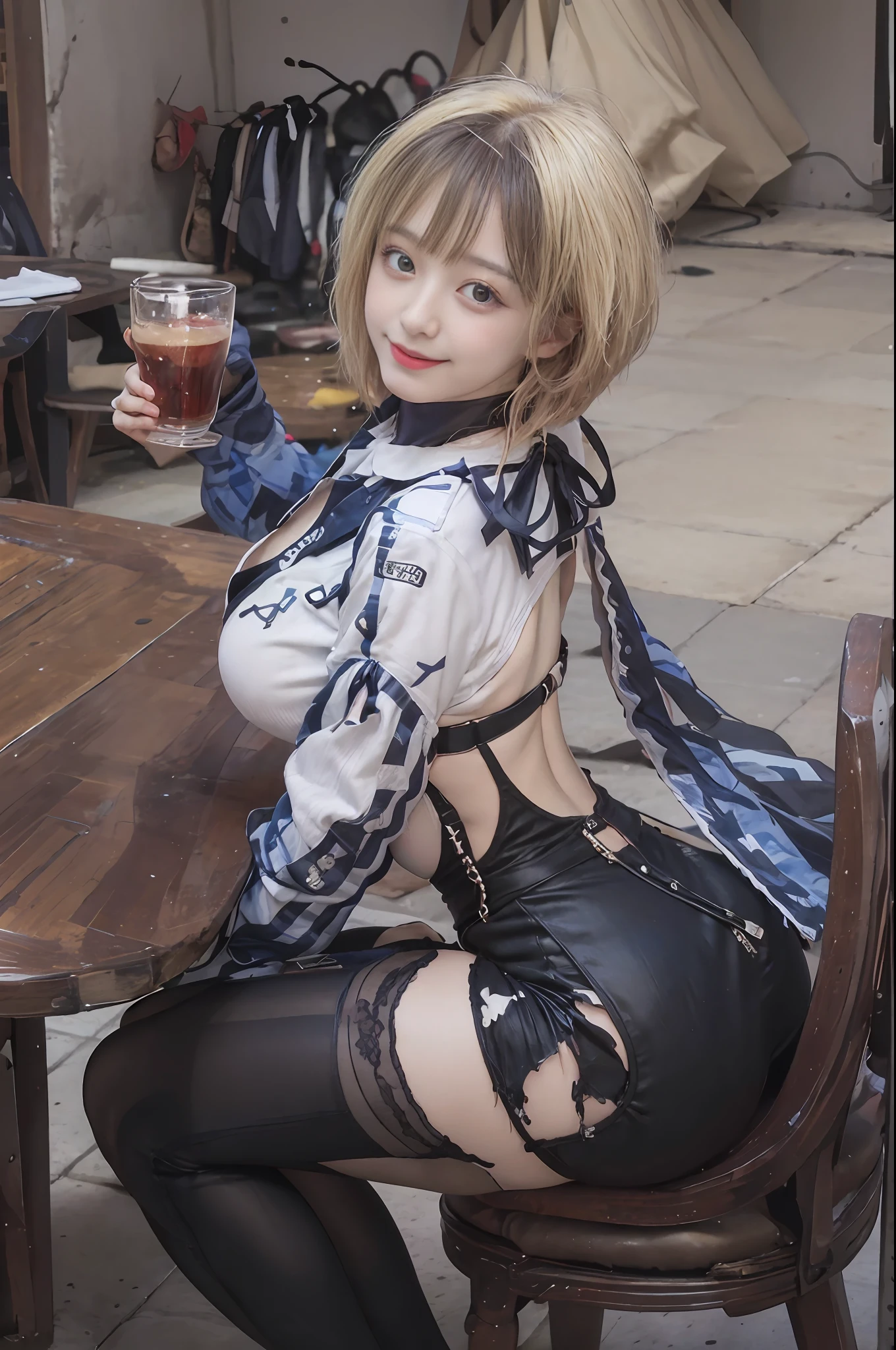 best quality, masterpiece, (photorealistic:1.4), 1girl, light smile, shirt with collars, waist up, dramatic lighting, from below