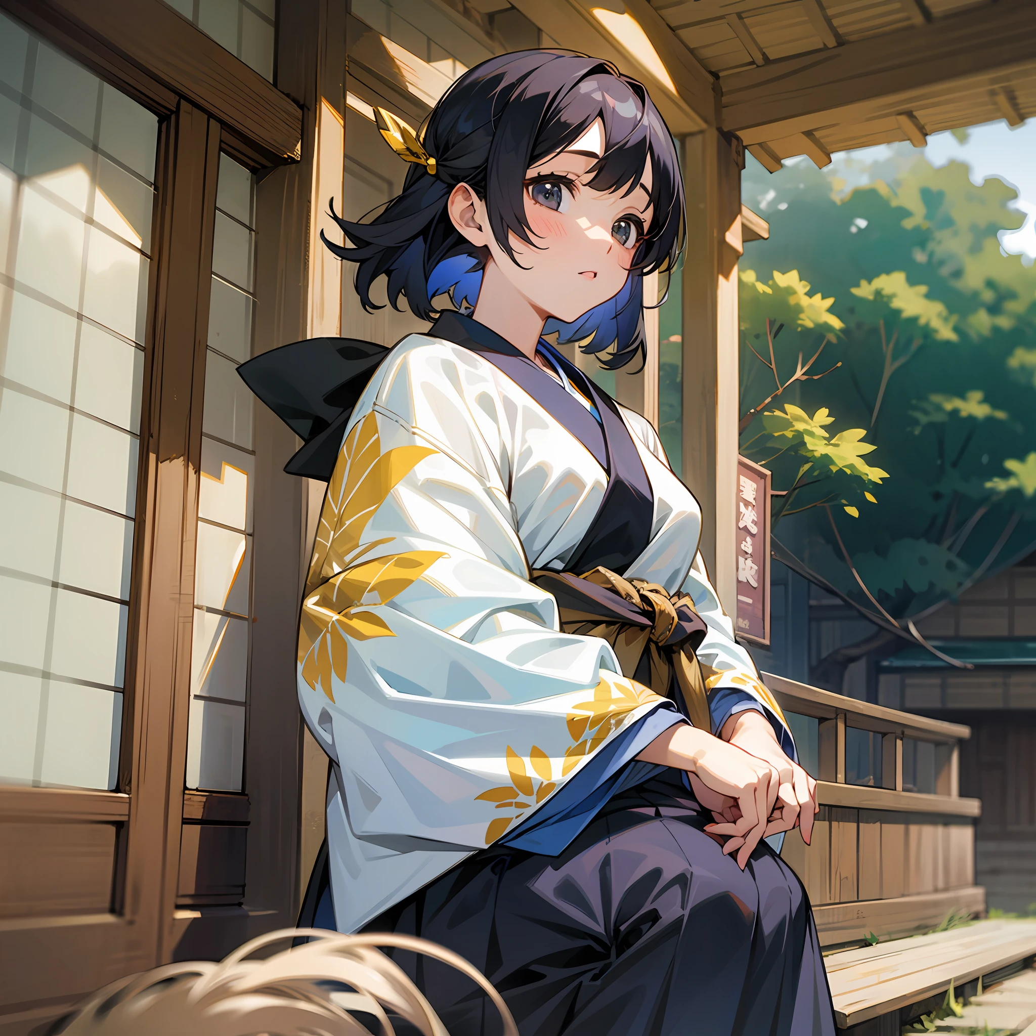 Yukata girl on a white horse、Cold villages in Tohoku、Tono Monogatari、black  hair