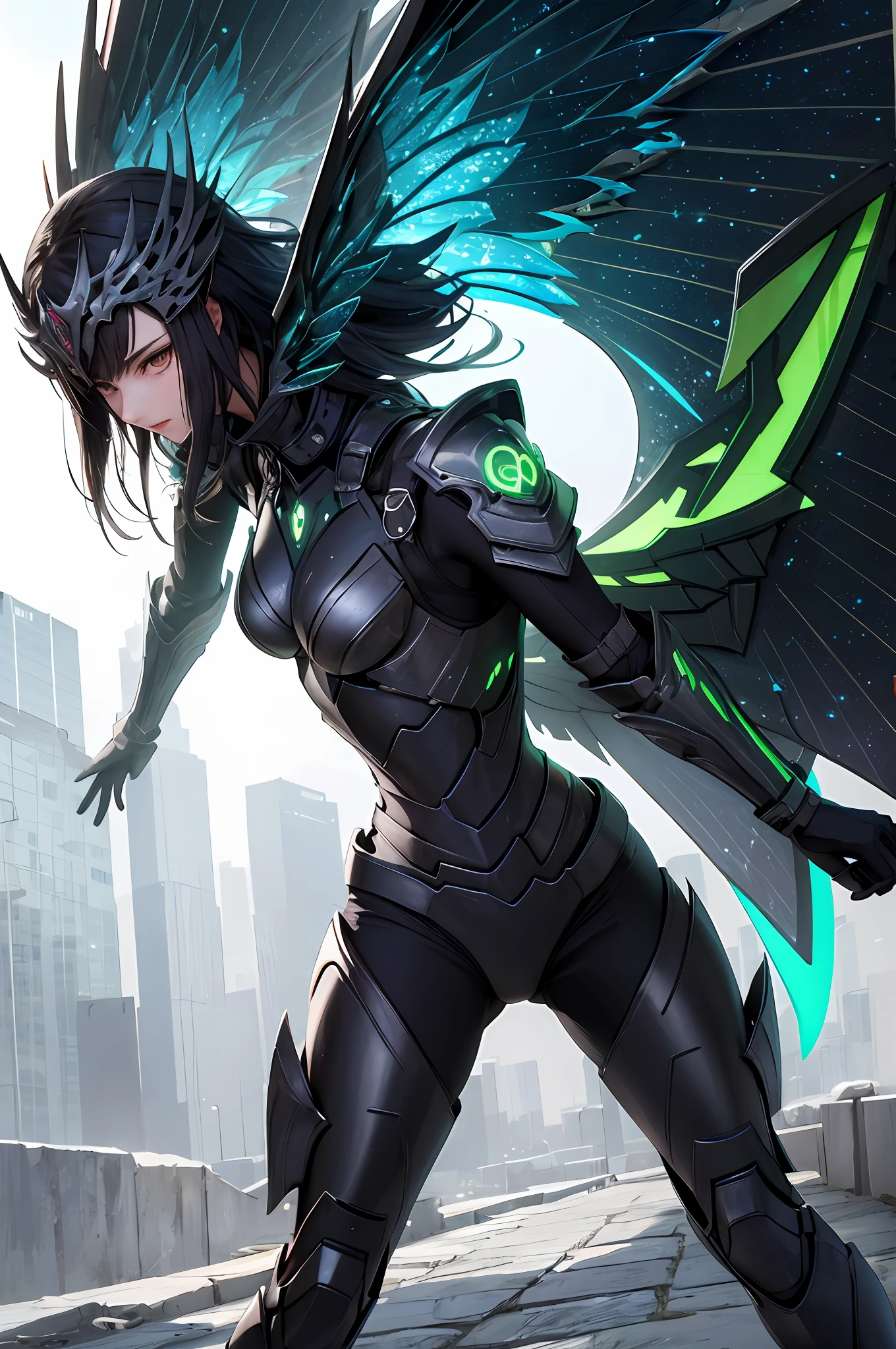 （masterpaintings，最佳质量：1.3），extremly high detail，intrikate，8K，hdr，wall paper，cinamtic lighting，skies，flight，Possession of weapons，glowing with，Armour，gloweyes，Machine armor，realisic，Machine armor，large wings，one-eyed，Euphorbia