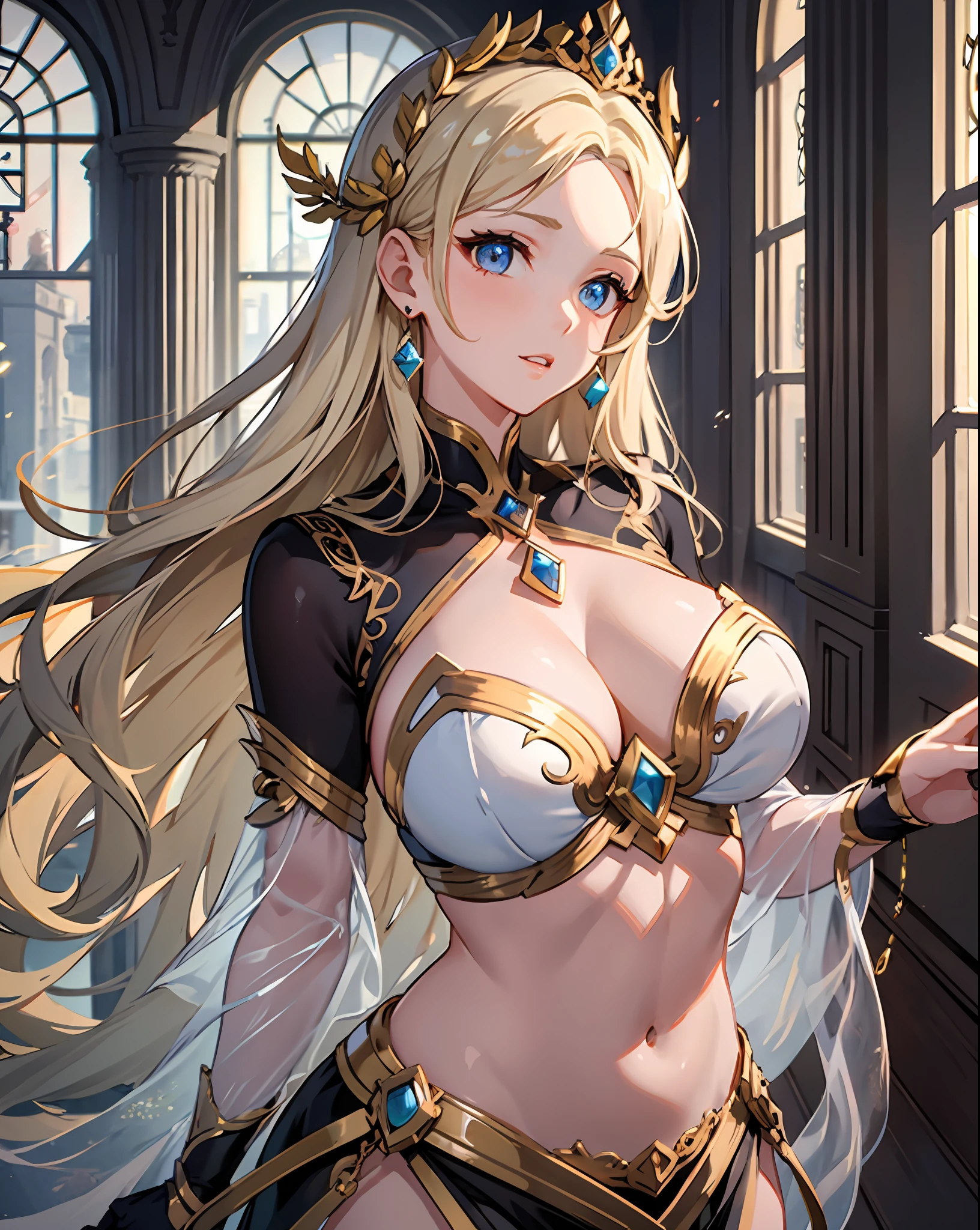 1girl huge large breasts,goddesses,Vi delicate and beautiful face,long golden hair,flowy,full breast,Convex buttocks,Transparent tulle,perfectly proportioned, Detailed clothing details,Temple,wonderland,Cinematic lighting, filmgrain, Fujicolor, light and darkcontrast, 8K, 巨作, Textured skin, Super detail, High detail, High quality, high resolucion,