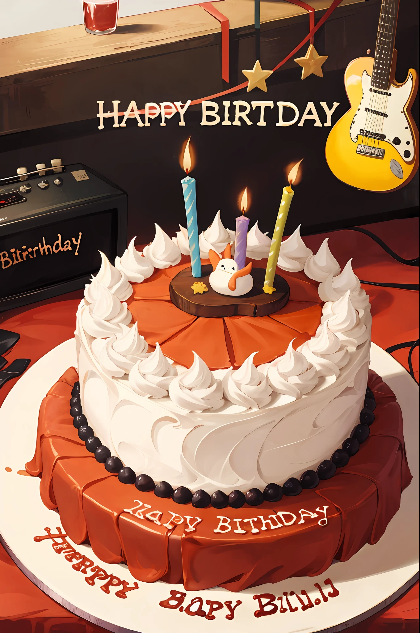 guitar、「happy birthday NON」Birthday cake with your name