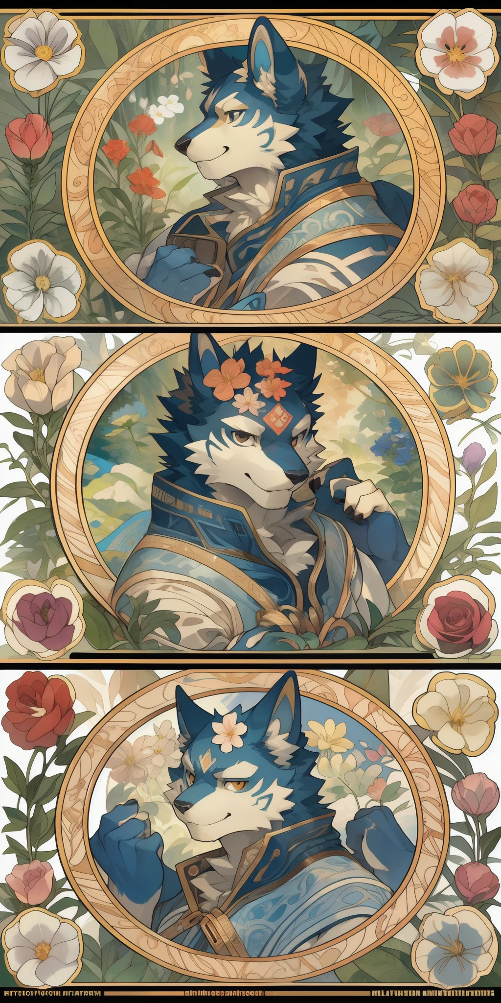 top quality, best quality, logo mark, stamp, Geometric pattern, vector-art, High-quality illustrations by Alfons Mucha, masterpiece(kemono, furry anthro)flower,