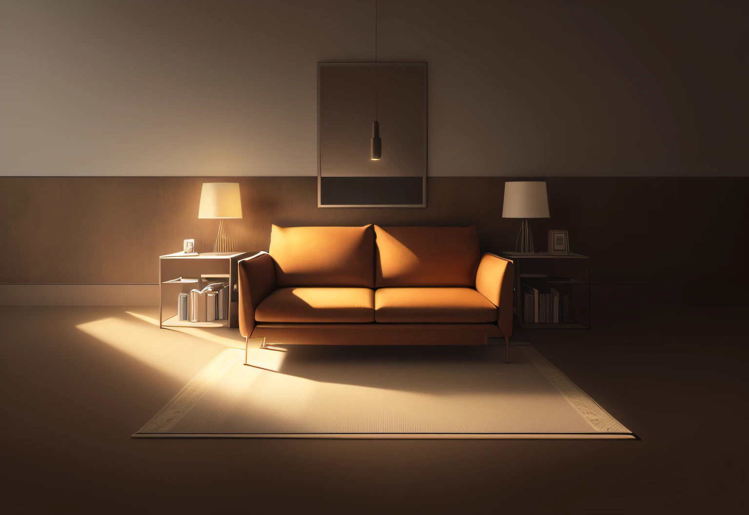 a drawing of a living room with a couch, coffee table, and a lamp, 2 point perspective, 2 - point perspective, 1-point perspective, 5 point perspective, point perspective, author：Hugh Hughes, one-point perspective, 3 point perspective, two point perspective, three point perspective, two point perspective, extreme three point perspective, three point perspective