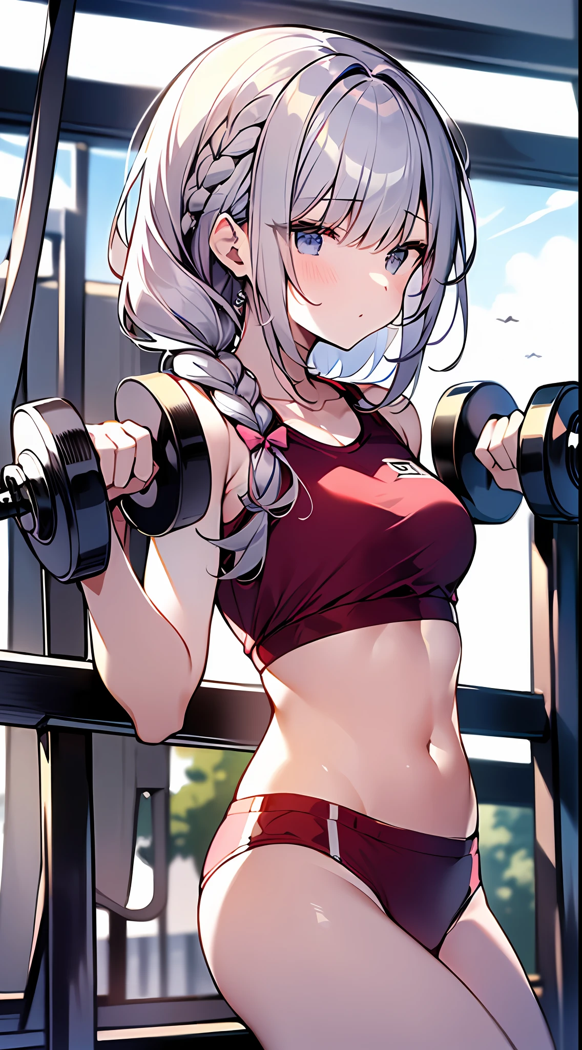 (incredibly absurdres absolutely resolution:1.5)、best qulaity、masterece-piece、ultra-highresolution、8k、(Multiple Girls)、(Workout Wear) BREAK Shoujo Manga Style、(Lori)、Soft line art、Digital Enhancement、A touch of shoujo manga、Muscle training、sports、environment change scene、Shoujo Mangacore、(((Hair length to the shoulders)))、(((short braiding)))、training gym、Angle from which you can see the whole body、entangle、beautiful and aesthetic:1.5、High quality:1.3