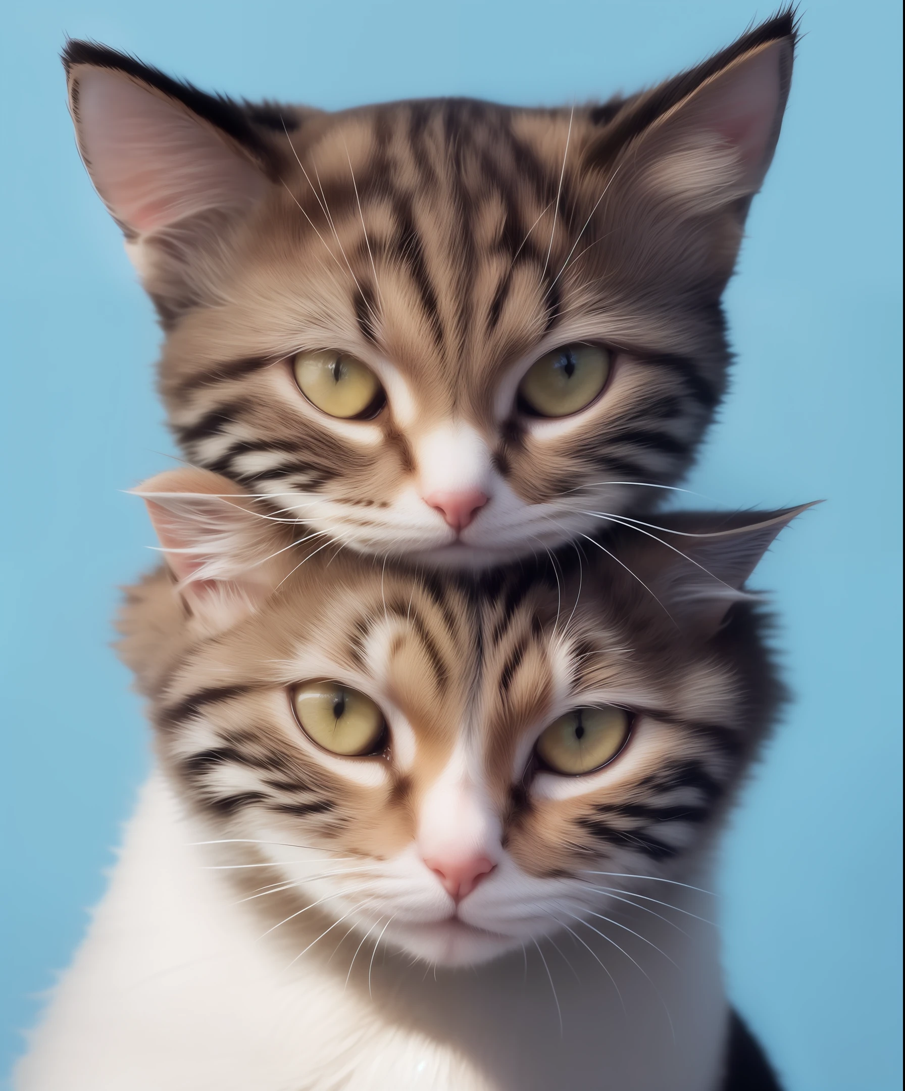 (detailed and realistic)、(Minimalist style、Flat design、Blue background)、(Small size)、Logo Design、(Cat face)、(Simple and clean)