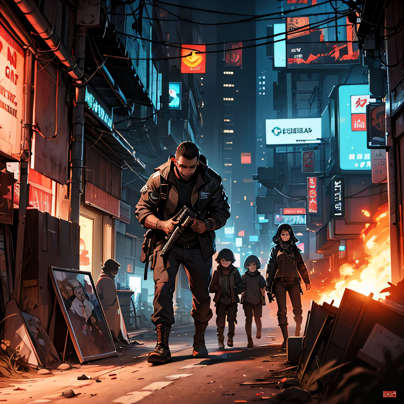 Guerra civil,Cyberpunk, Poder de fogo contra poder de gelo, Civis em perigo, dead and crying children,Valorant Word --auto